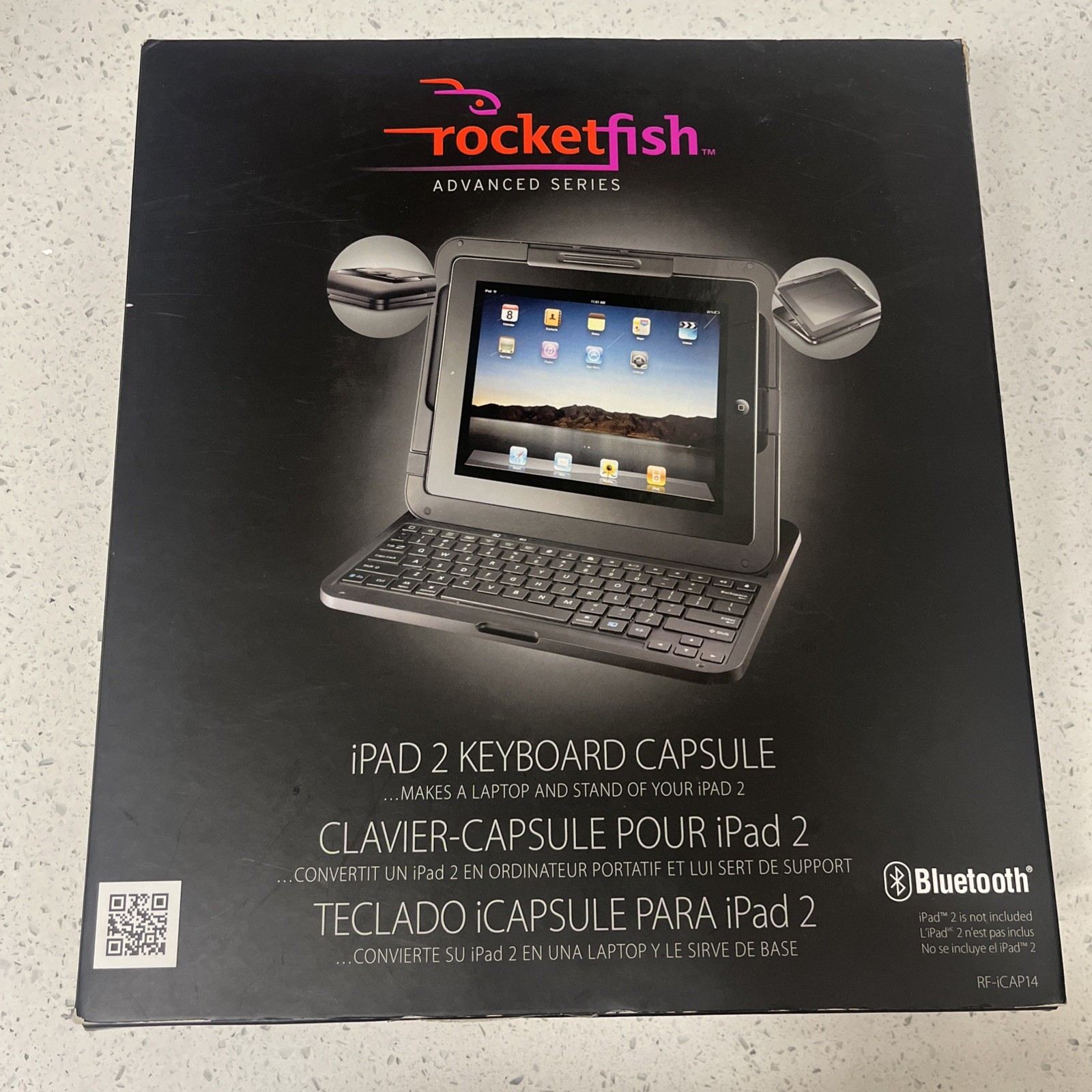 Rocketfish RF-iCAP14 iPad 2 Bluetooth Keyboard Dock Case w/ Stand, Black