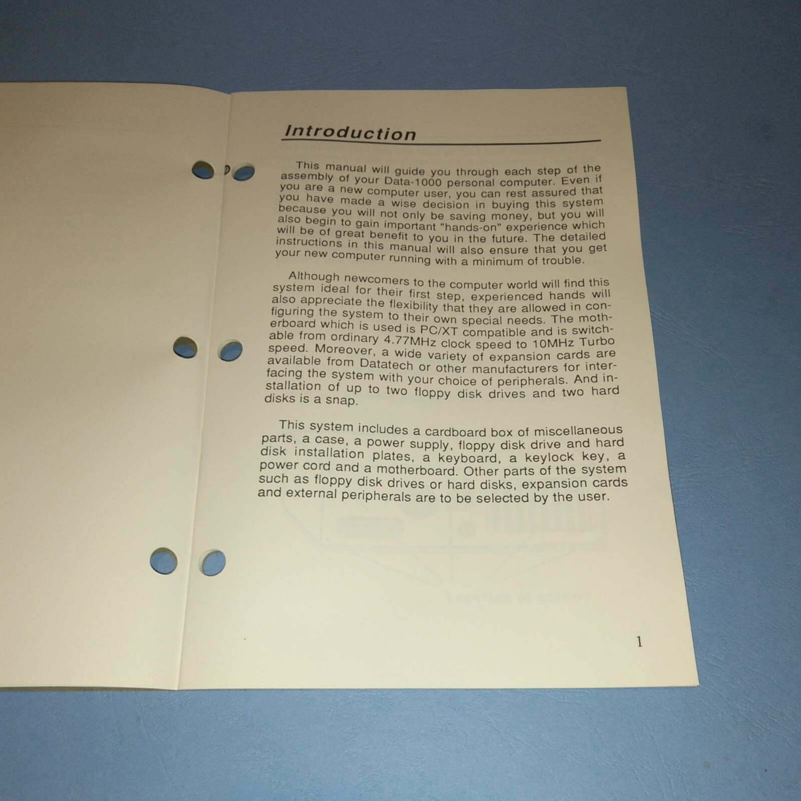 COMPUTER DATA-1000 80386 MOTHERBOARD USER MANUAL GUIDE INSTRUCTION BOOK CARD vtg