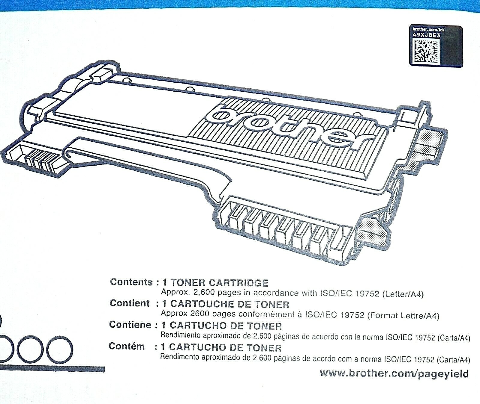 Genuine OEM Brother TN 450 High Yield Mono Laser Toner Cartridge 2,600 Pages