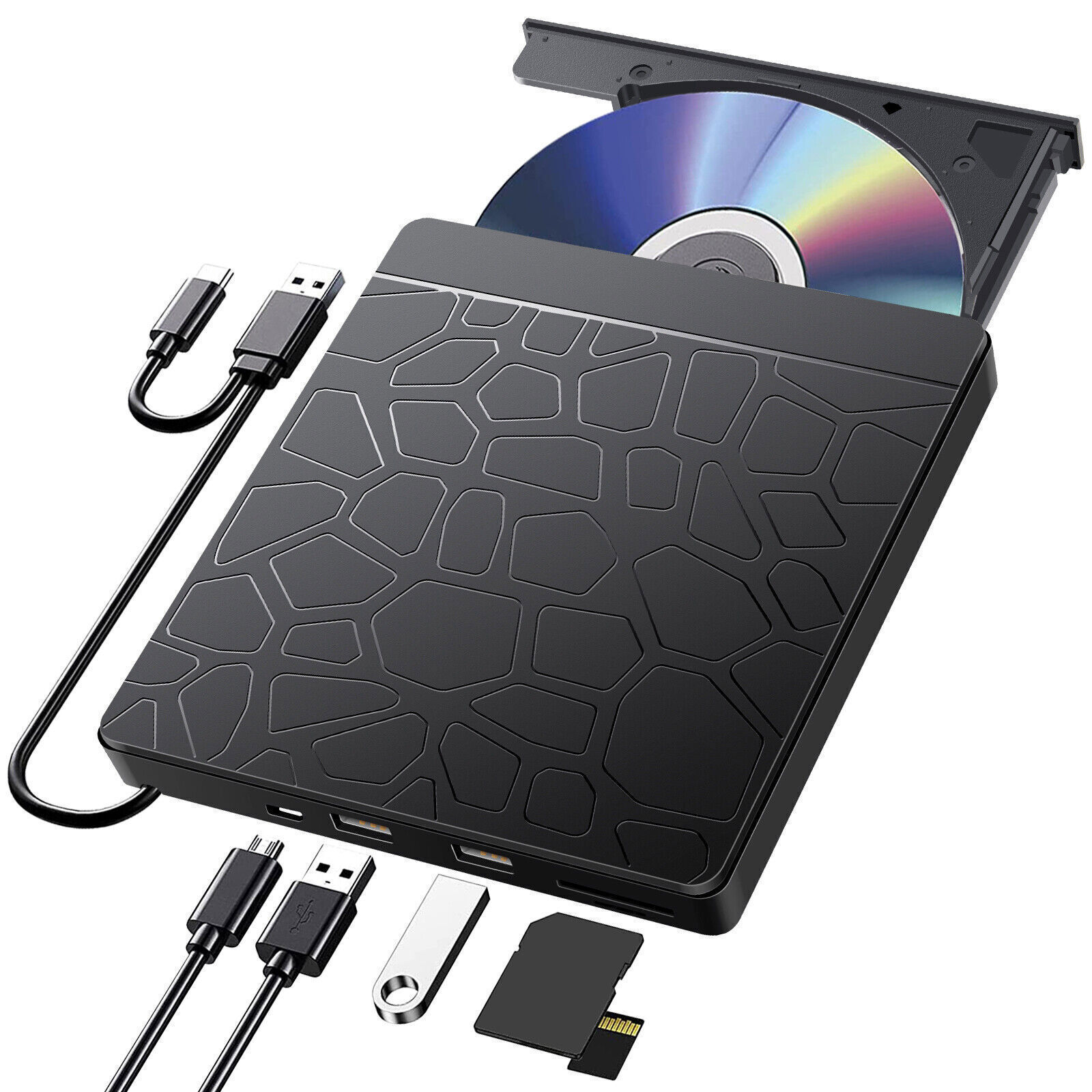 External CD DVD Drive Type-C USB 3.0 Player Disc Burner Reader for Laptop MAC OS