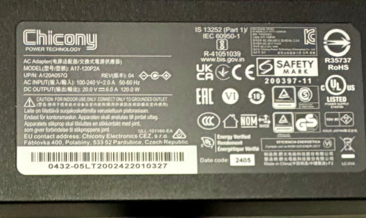 NEW ​Chicony 120W 5.5mm Charger AC Adapter P/N A17-120P2A A120A057Q