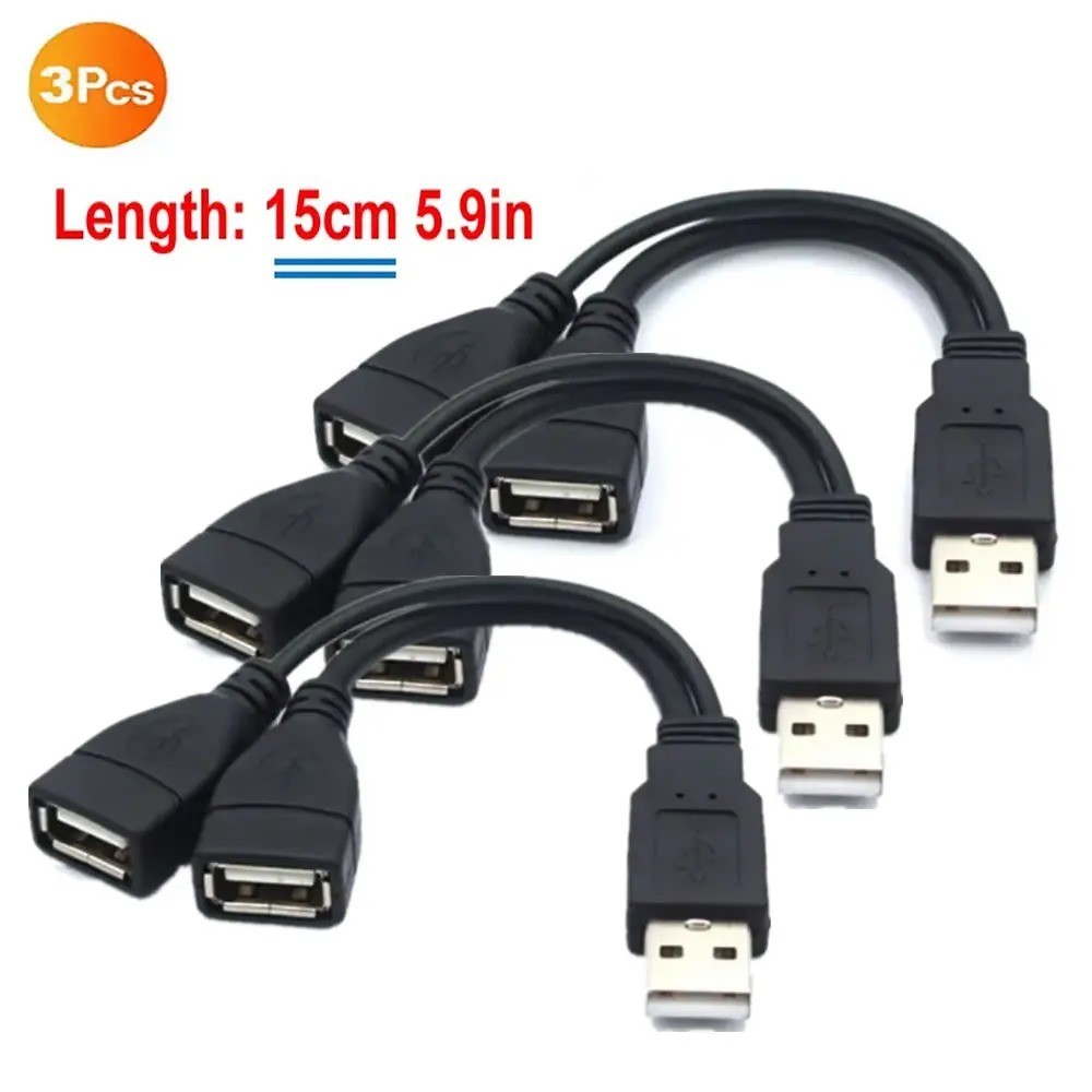 USB 2.0 Y Splitter Cable 1 Male to 2 Female Adapter Power Data Extension Lead