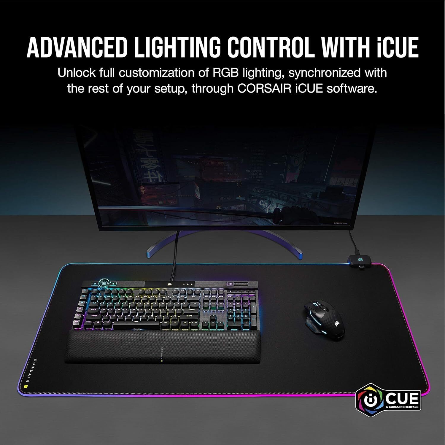CORSAIR MM700 RGB Extended Cloth Gaming Mouse Pad – 360° RGB Lighting
