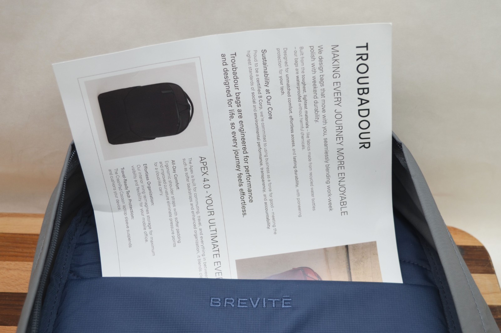 Brevite Daytripper Minimalist Travel Backpack – Poppy Seed Gray – New With Tags