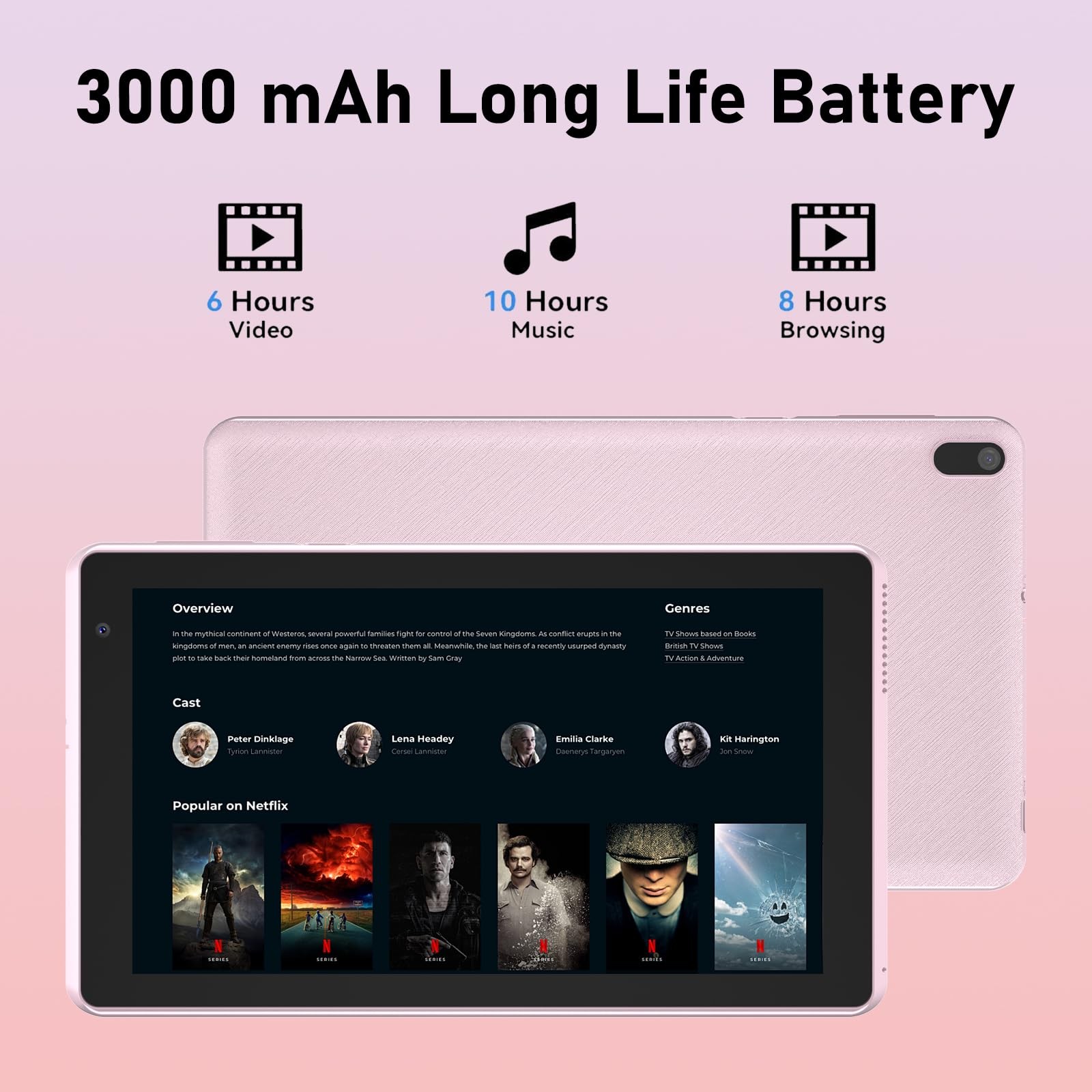 Tablet Android 14, CUPEISI 7 inch with Case, 8GB 7 inches, Pink