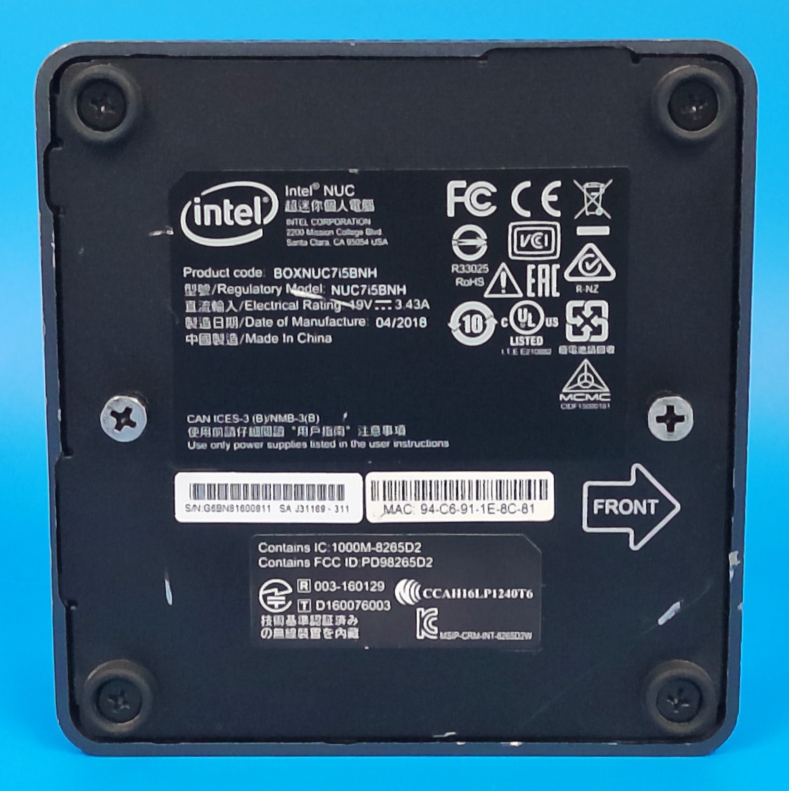 Intel NUC7i5BNH Intel Core i5-7260U 2.20GHz 8GB RAM 240GB SSD W11P USED W/ AC