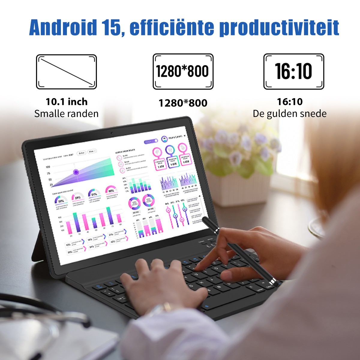 2026 Tablet 10.1 inch Android 15 Octa-Core 20GB+64GB with Keyboard+Mouse+Stylus