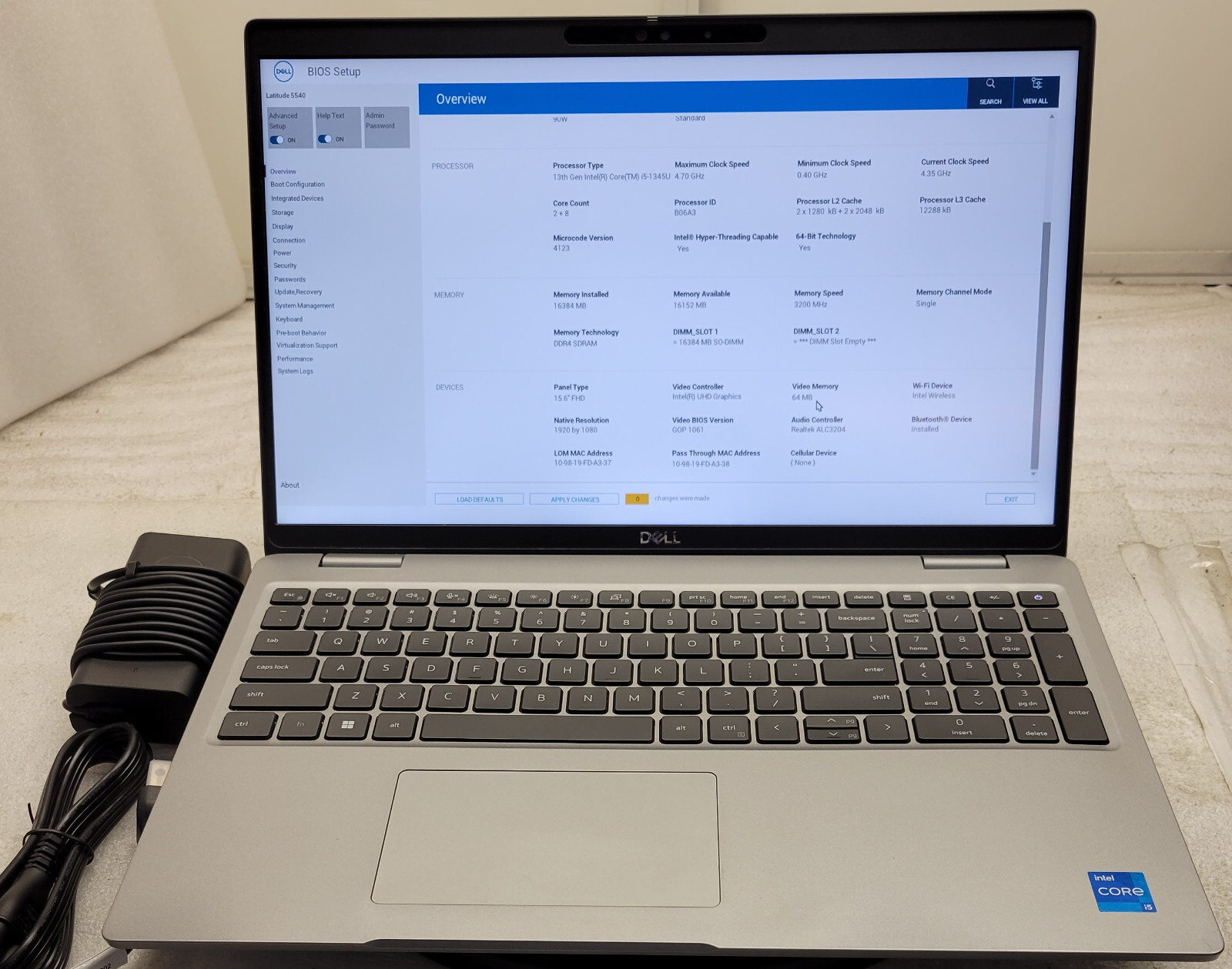Dell Latitude 5540 i5-1345U 4.70GHz 16GB 256GB NVMe 15.6″ TS LCD No OS/HDD