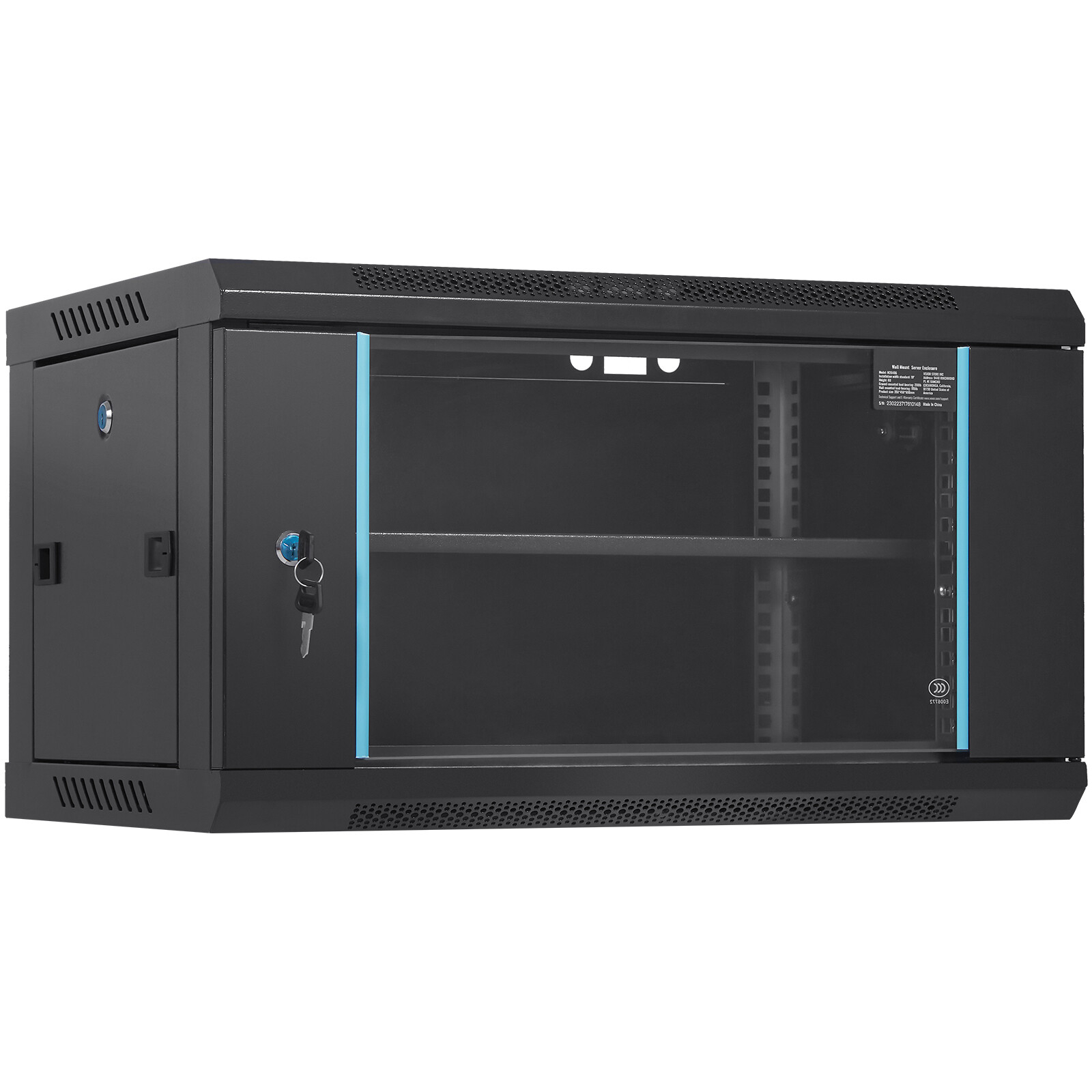 6U Wall Mount Network Server Rack Cabinet Enclosure 15.5” Deep Door Lock