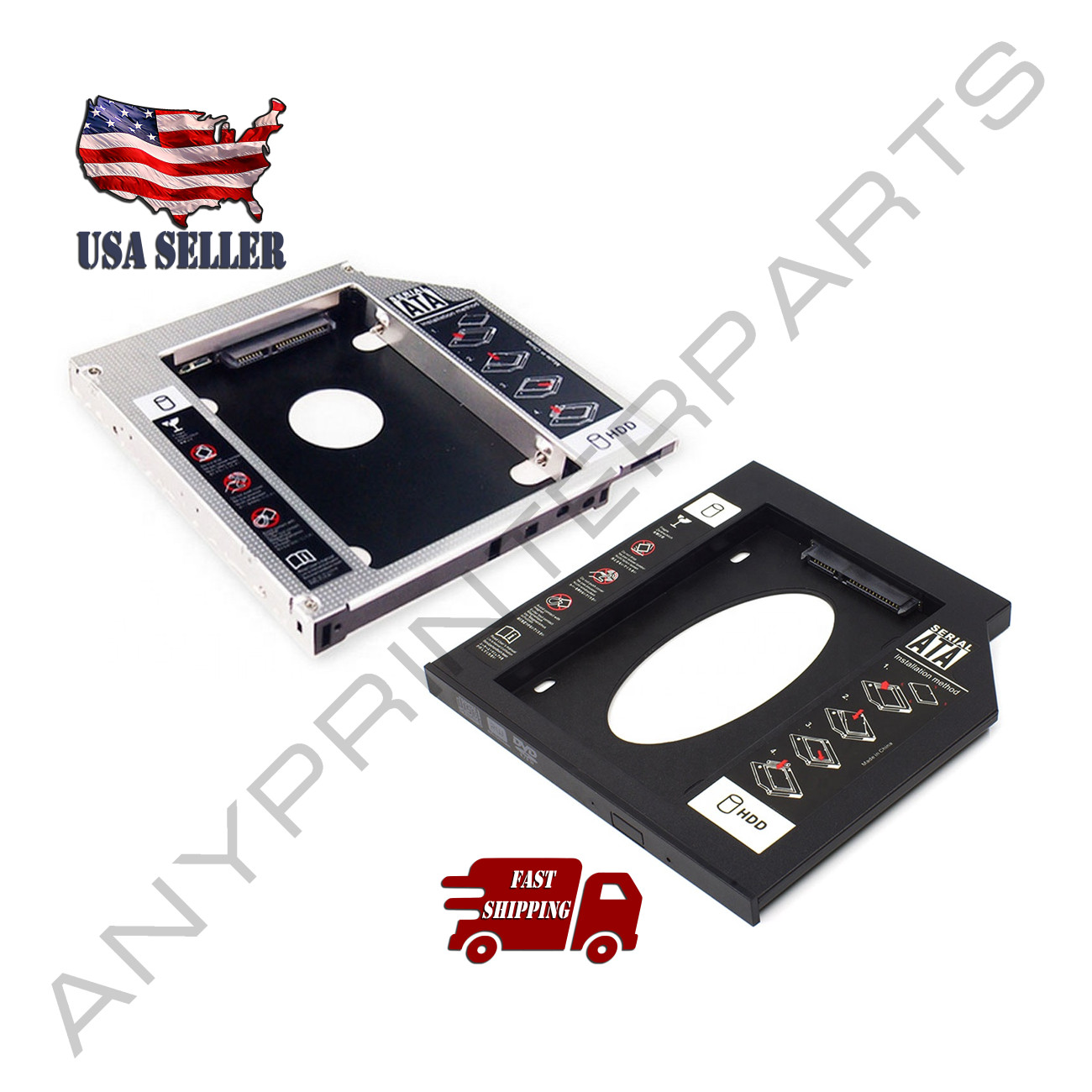 Universal SATA 2nd HDD SSD Hard Drive Caddy for 9.5 or 12.7mm Laptop CD DVD-ROM