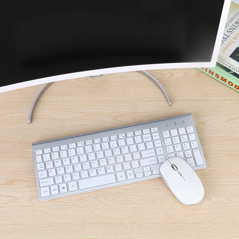 Wireless Keyboard and Mouse Combo – Full Size Slim Thin Keyboard Mouse 104 Keys