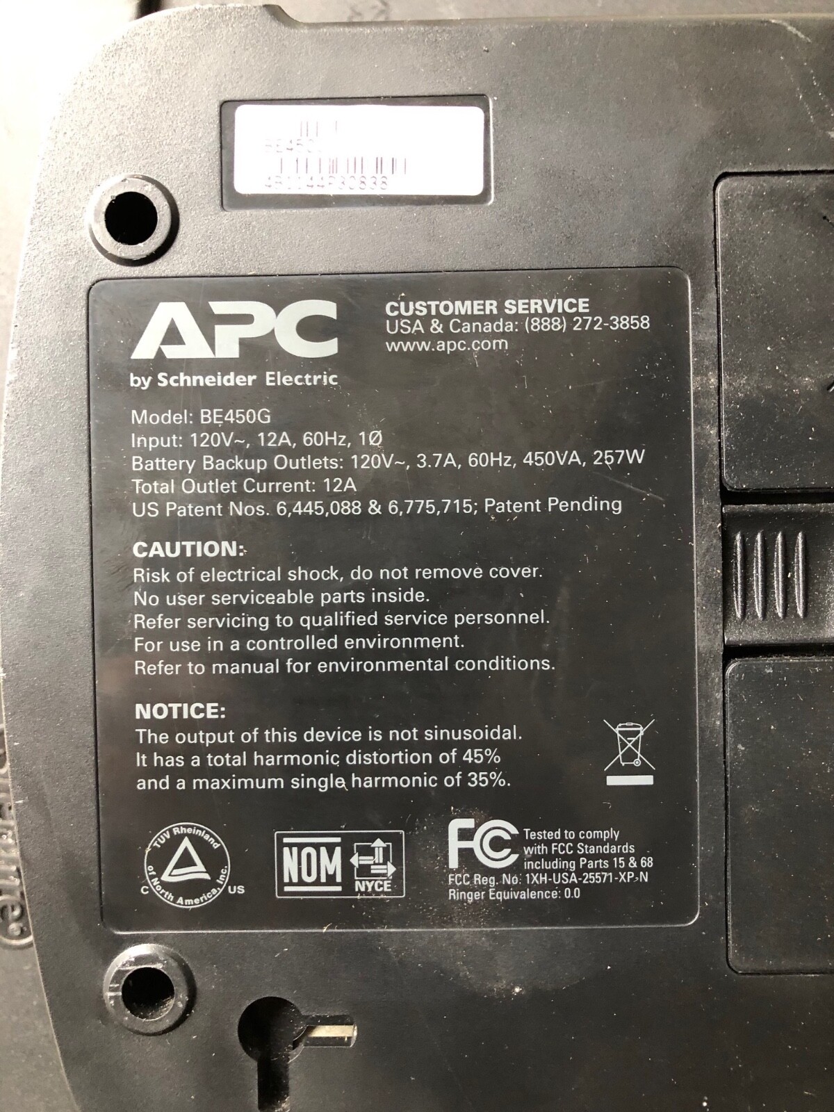 APC Back-UPS 450 Battery Backup/Surge Protection Battery Not Included BE450G