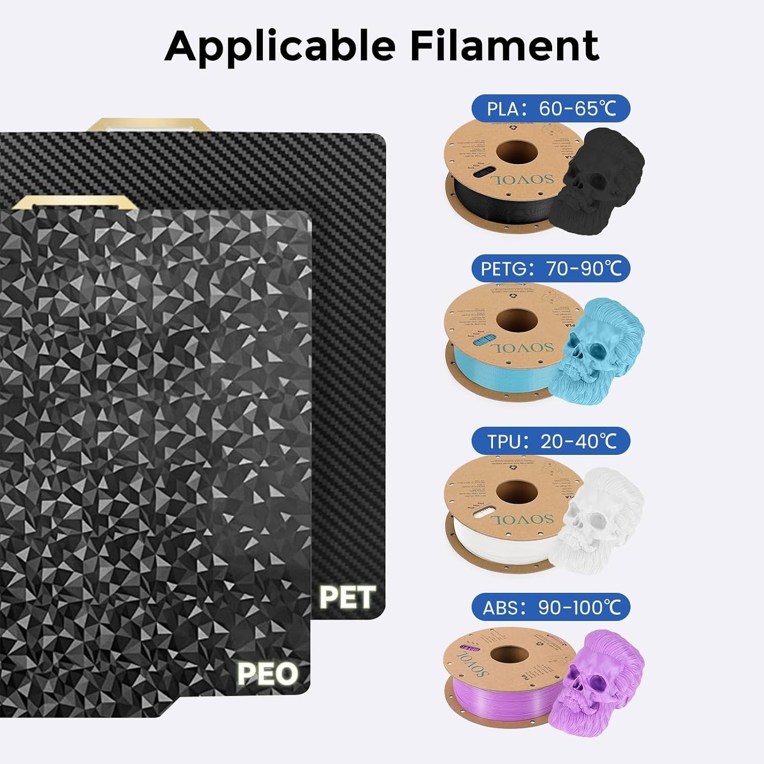 Double-Sided PEO PET Build Plate 257x257mm for Bambu Lab X1 Series 3D Printers
