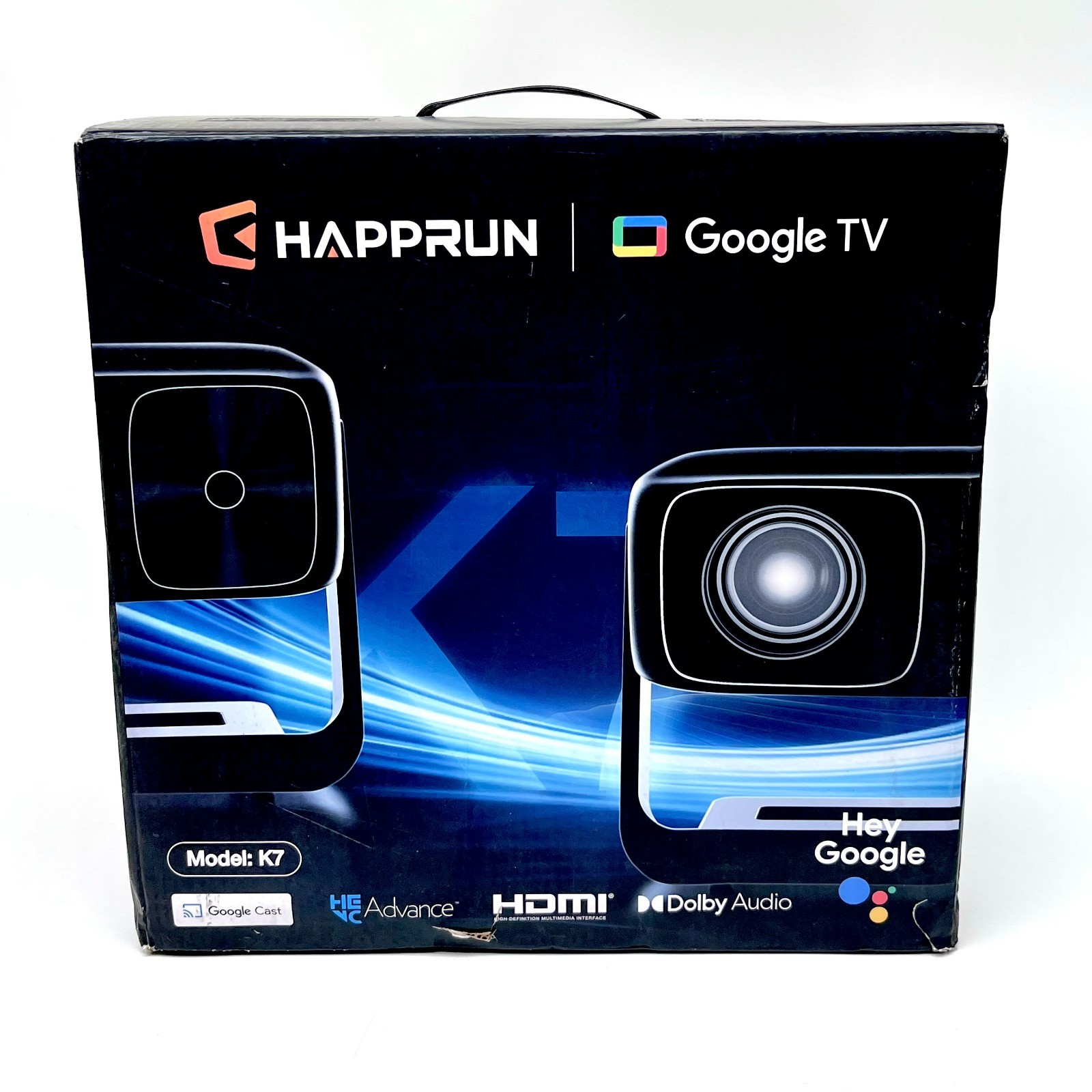 Happrun Desktop Video Projector With Built In Google TV Model K7 – Gray