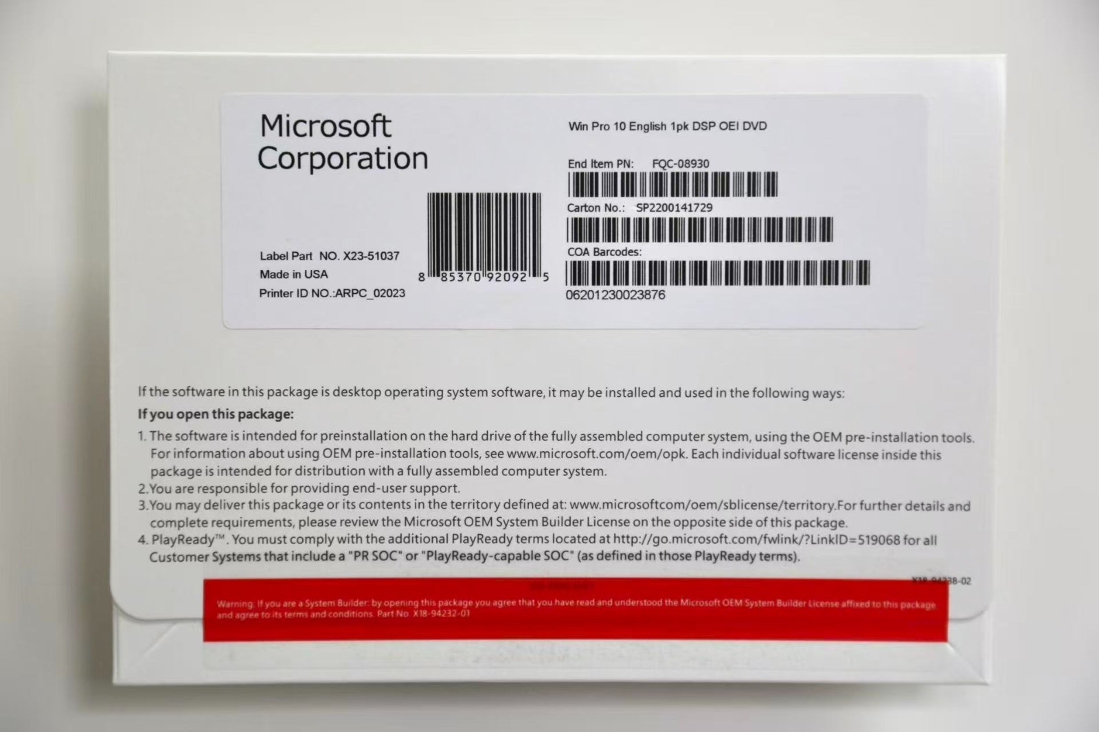 Win 10 Pro 64-Bit DVD with Product Key NEW Sealed & US Stock & FREE Ship**