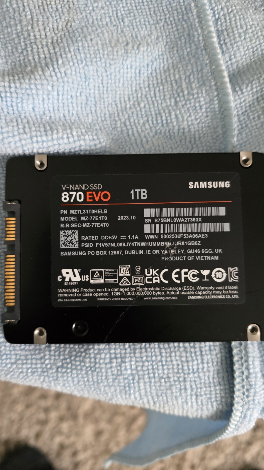 Samsung 870 EVO 1TB 2.5in SATA III Internal SSD Black MZ-77E1T0