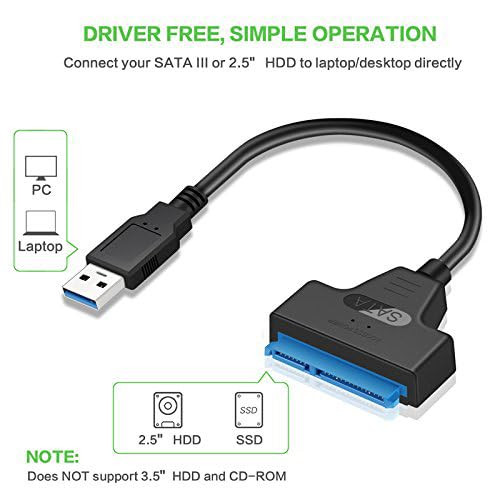 1-2PCS SATA to USB 3.0 Cable USB to SATA III Hard Drive Adapter 2.5” SSD HDD