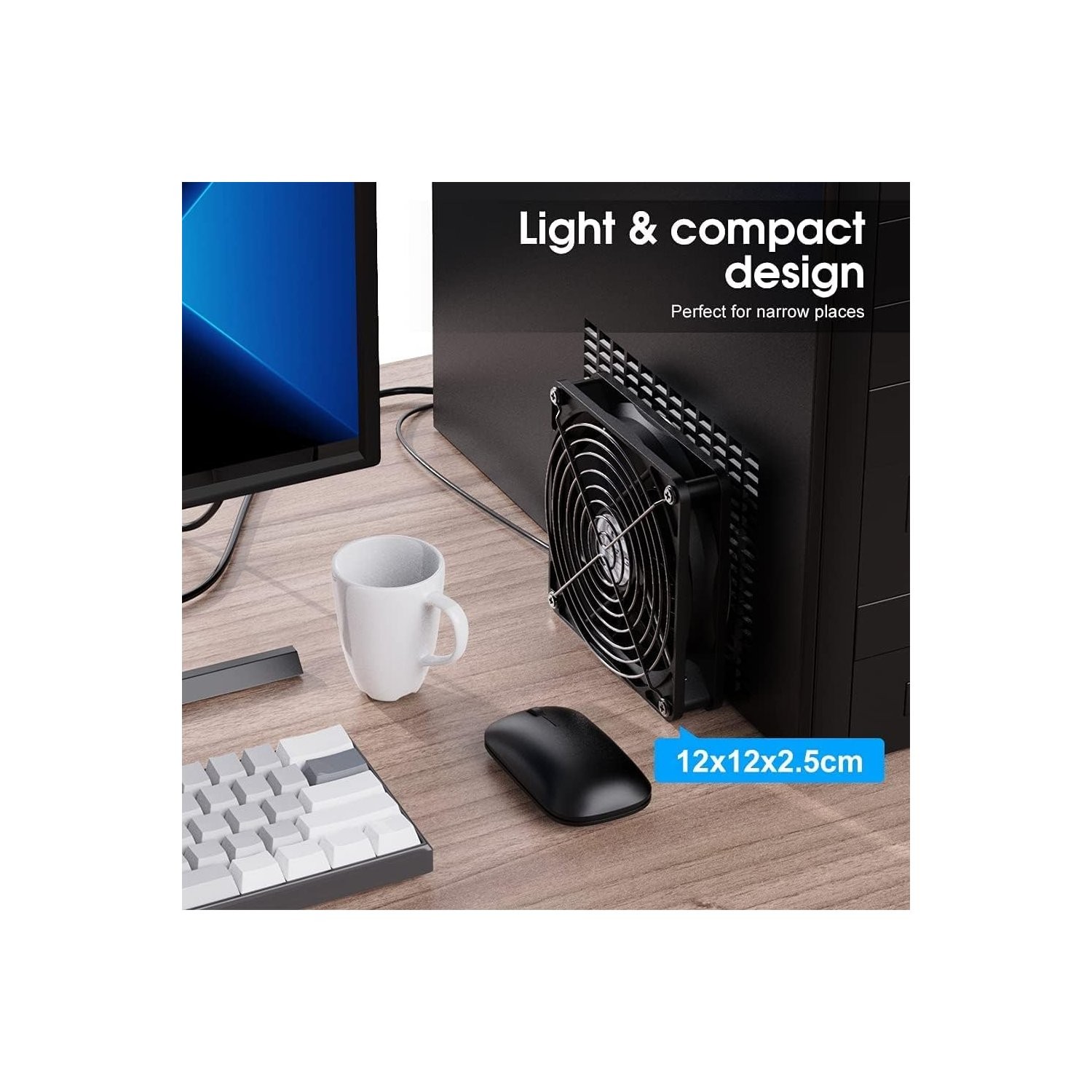 Aluminum 120mm USB Fan 5V 1500RPM Cooling for Desktop, Gaming, and Electronics