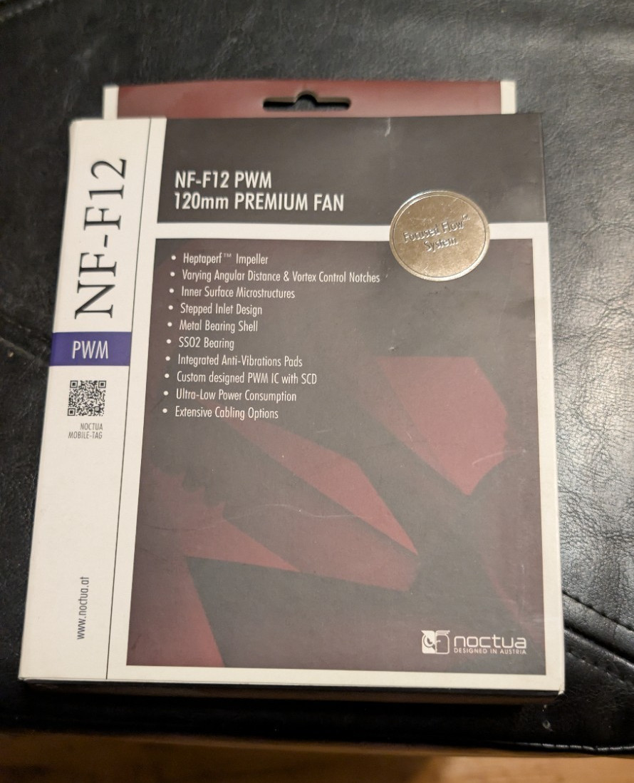 Noctua NF-F12 PWM 120mm Case Fan, SSO2 Bearing, 1500 RPM, 4-Pin
