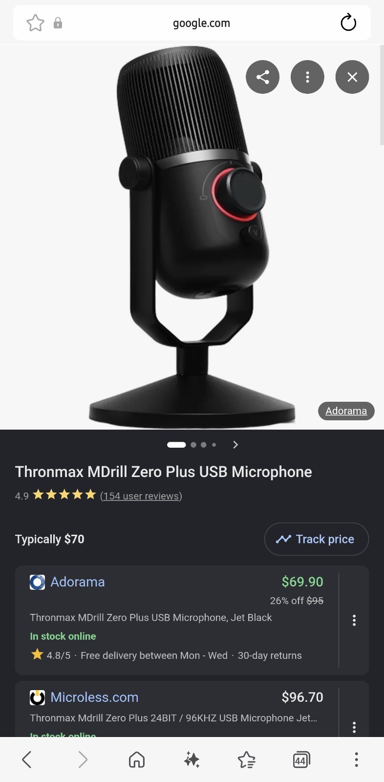 THRONMAX MDrill Zero Plus USB Desktop Microphone, Freestanding Stand, Black