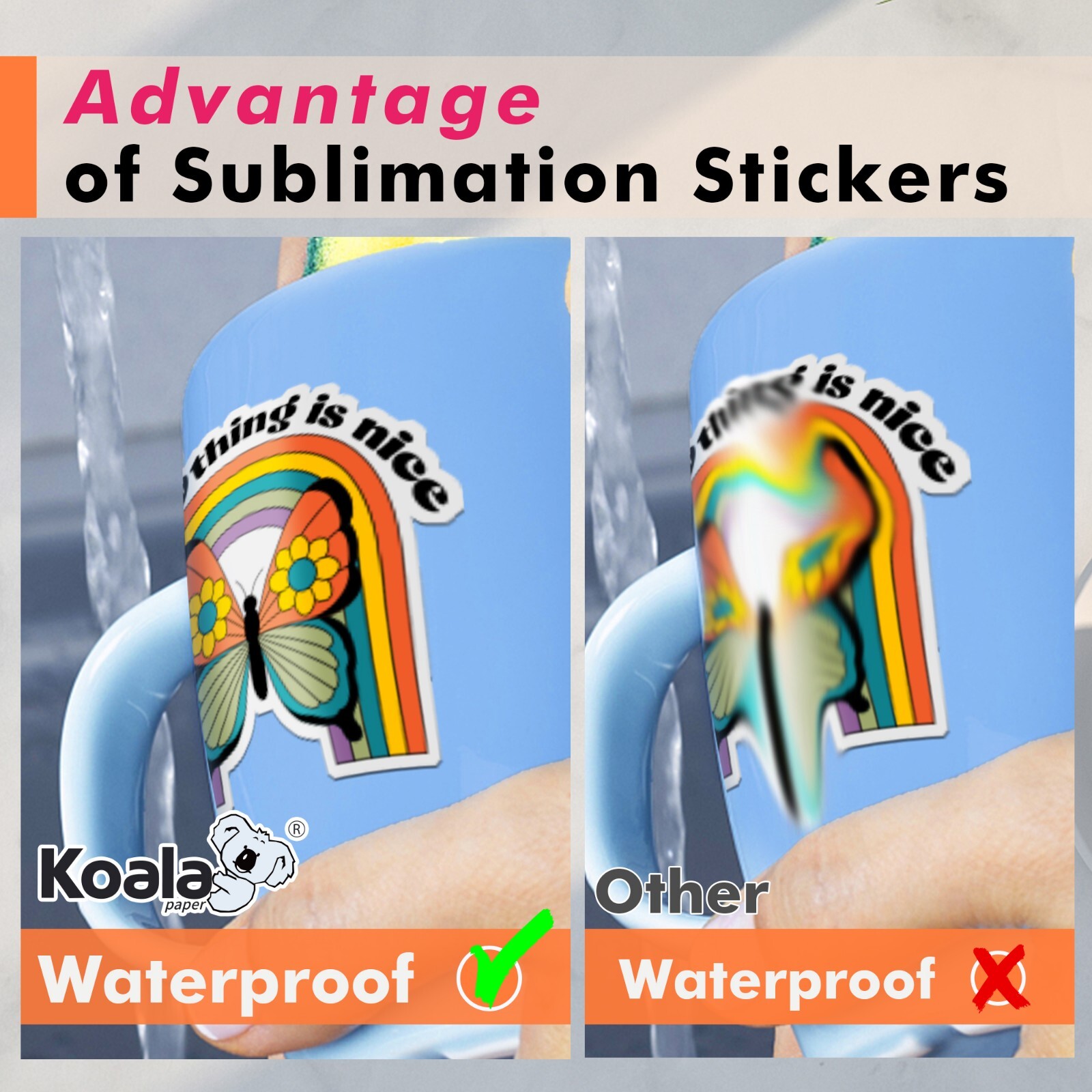 Koala Sublimation Sticker Paper Waterproof Matte White 100 Sheets 8.5×11