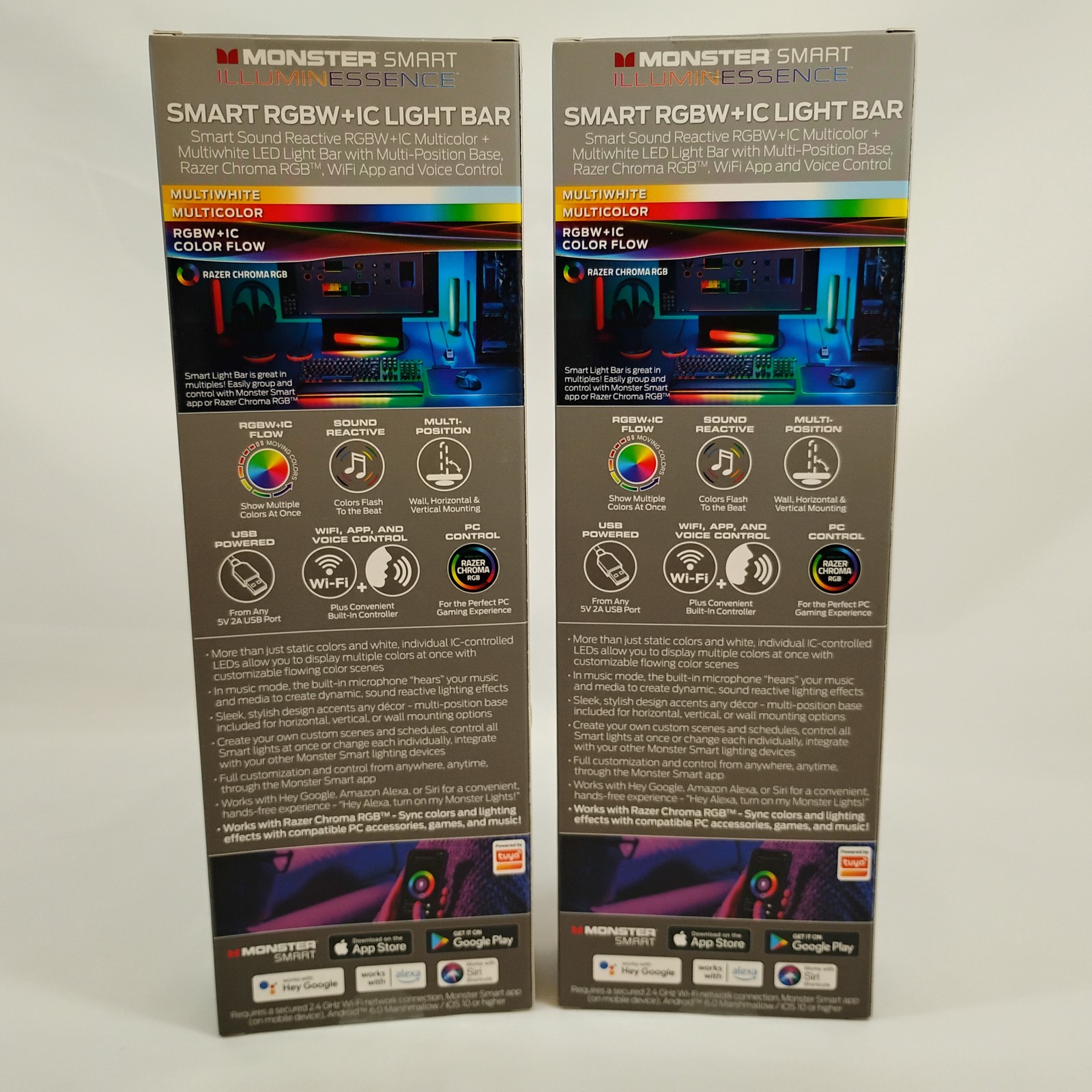 2x Monster Smart IlluminEssence RGBW+IC Light Bar Razer Chroma Sync PC Gaming