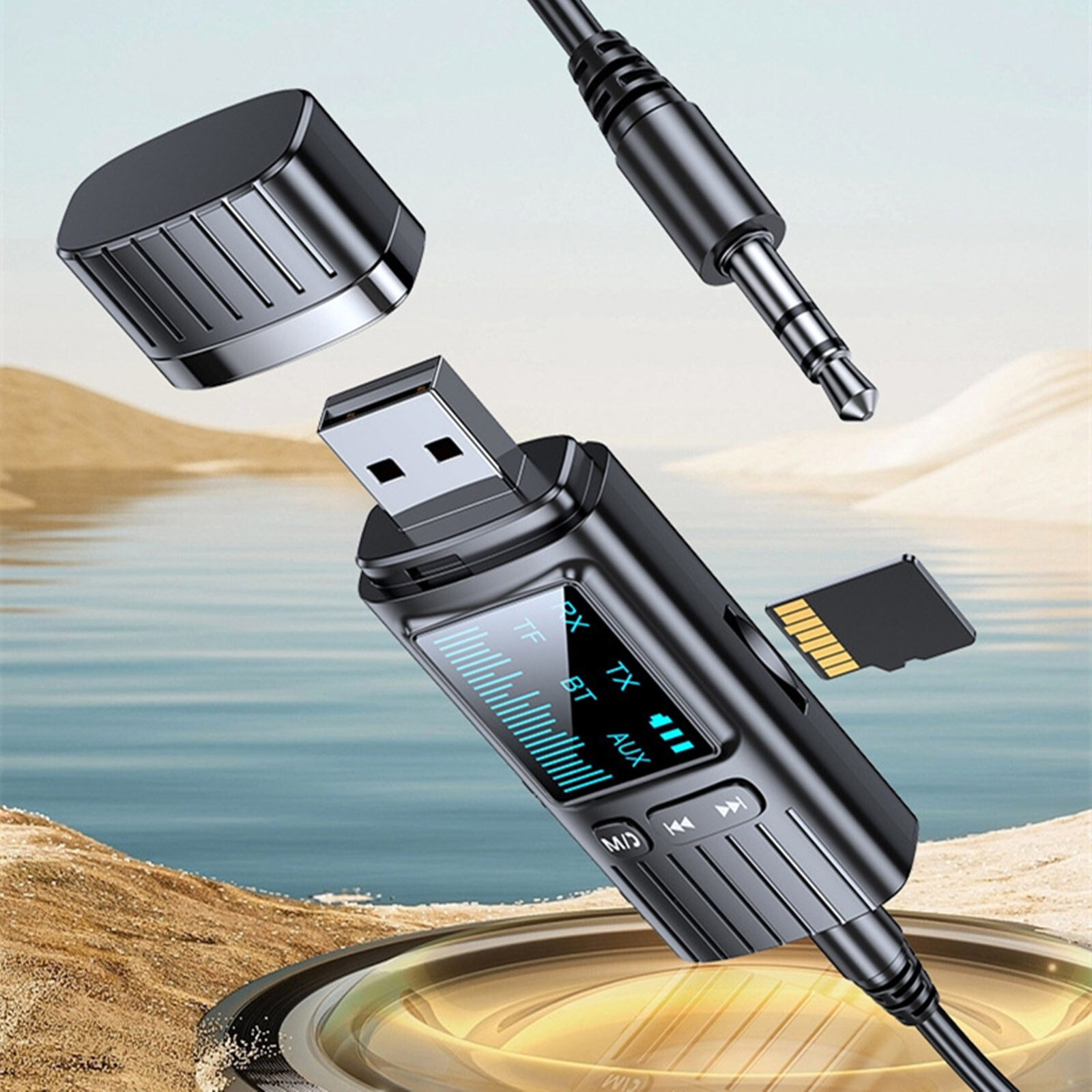 Bluetooth 5.4 Transmitter Receiver 2-in-1 Wireless Audio 3.5mm Jack Aux Adapter