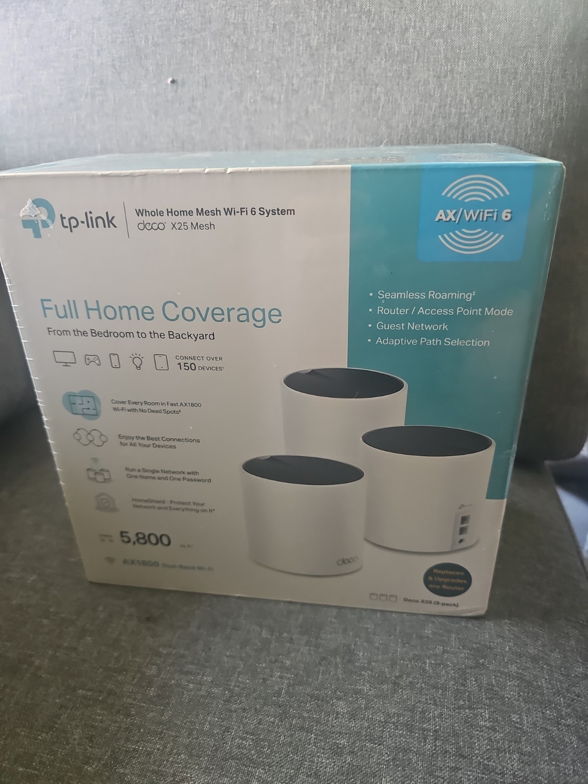 TP-Link Deco X25 AX1800 Whole-Home Mesh Wi-Fi 6 System, 2 Ports, 2.4 GHz/5 GHz