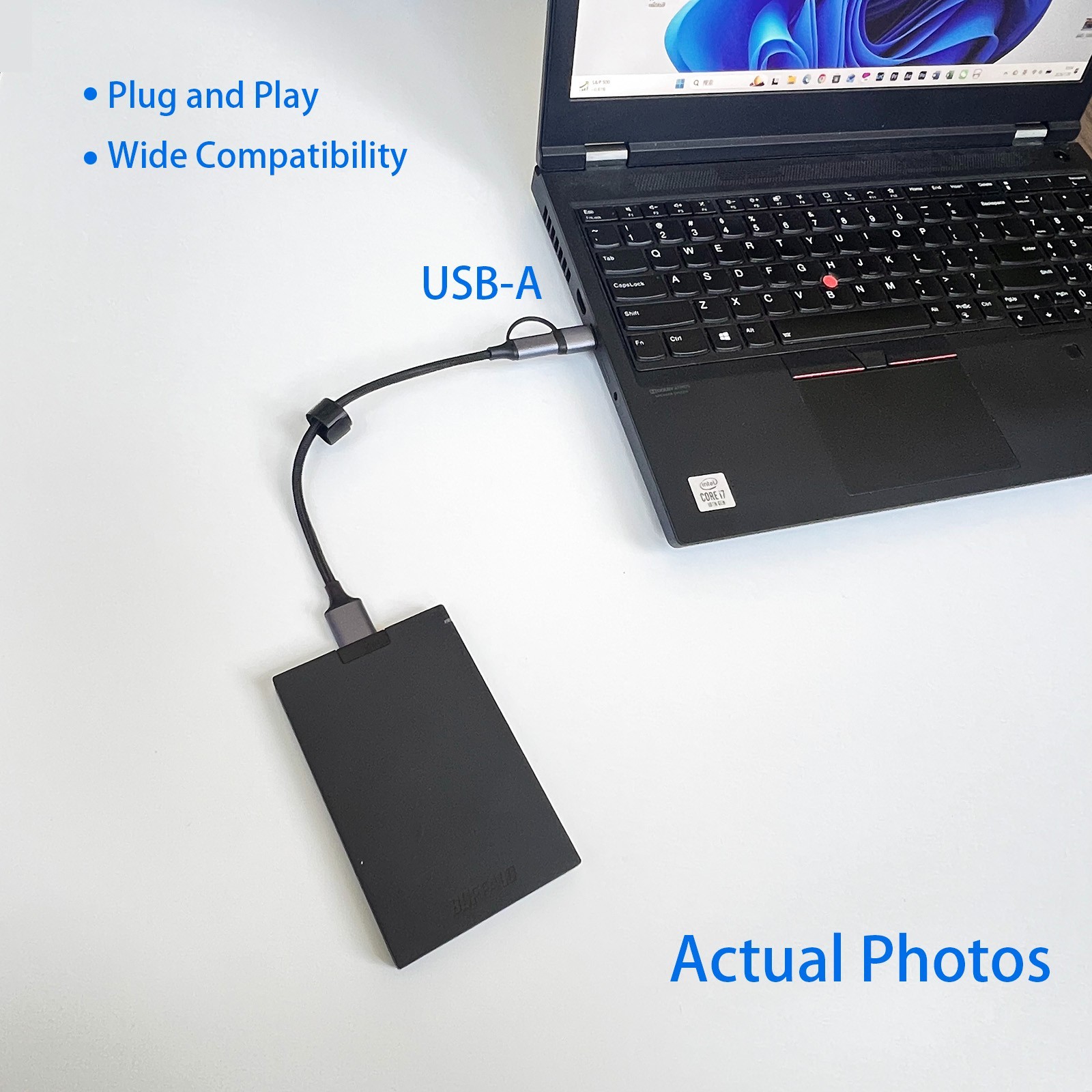 2-in-1 USB 3.0 to Micro B Cable for HDD SSD, USB C & A, Fast & Stable