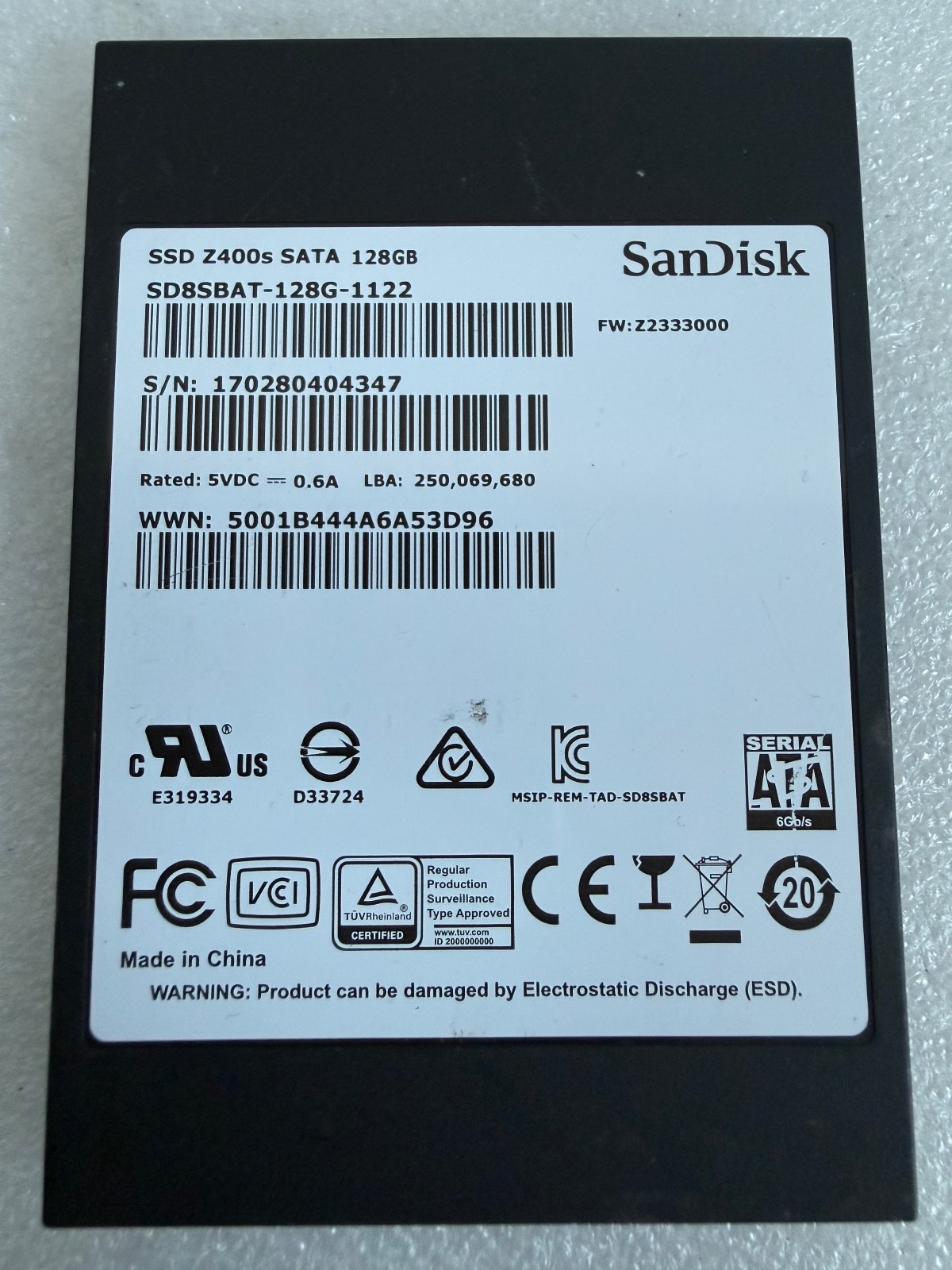 SanDisk Z400s 128GB SSD SATA III 6Gb/s 2.5″ Internal SD8SBAT-128G