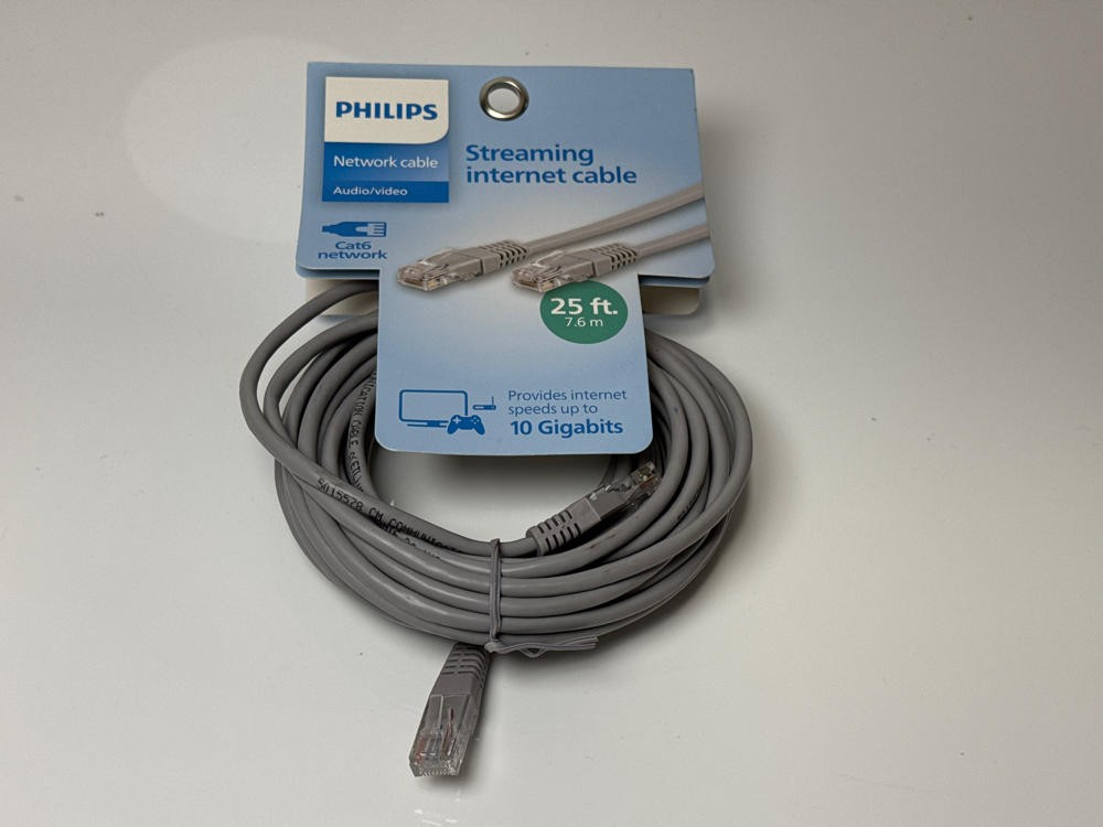 Philips Cat6 Ethernet Cable 25 Ft 10Gbps 250MHz RJ45 Gray SWR3683GR 37