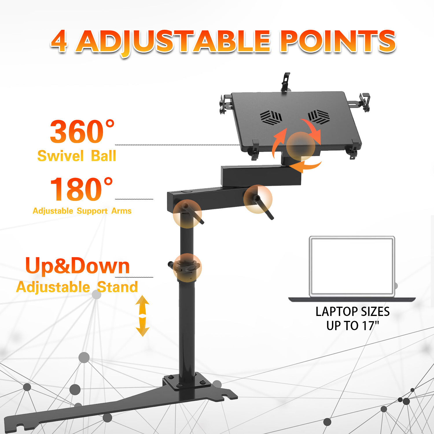 Heavy Duty Truck Laptop Mount for Toyota Tacoma 2024 2025 Adjustable Aluminum