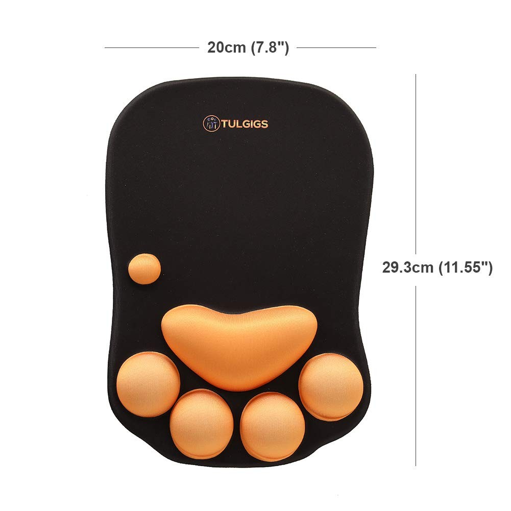 11.55×7.8×0.99 Inch Black Cat Paw Mouse Pad Silicone Wrist Rest Non Slip