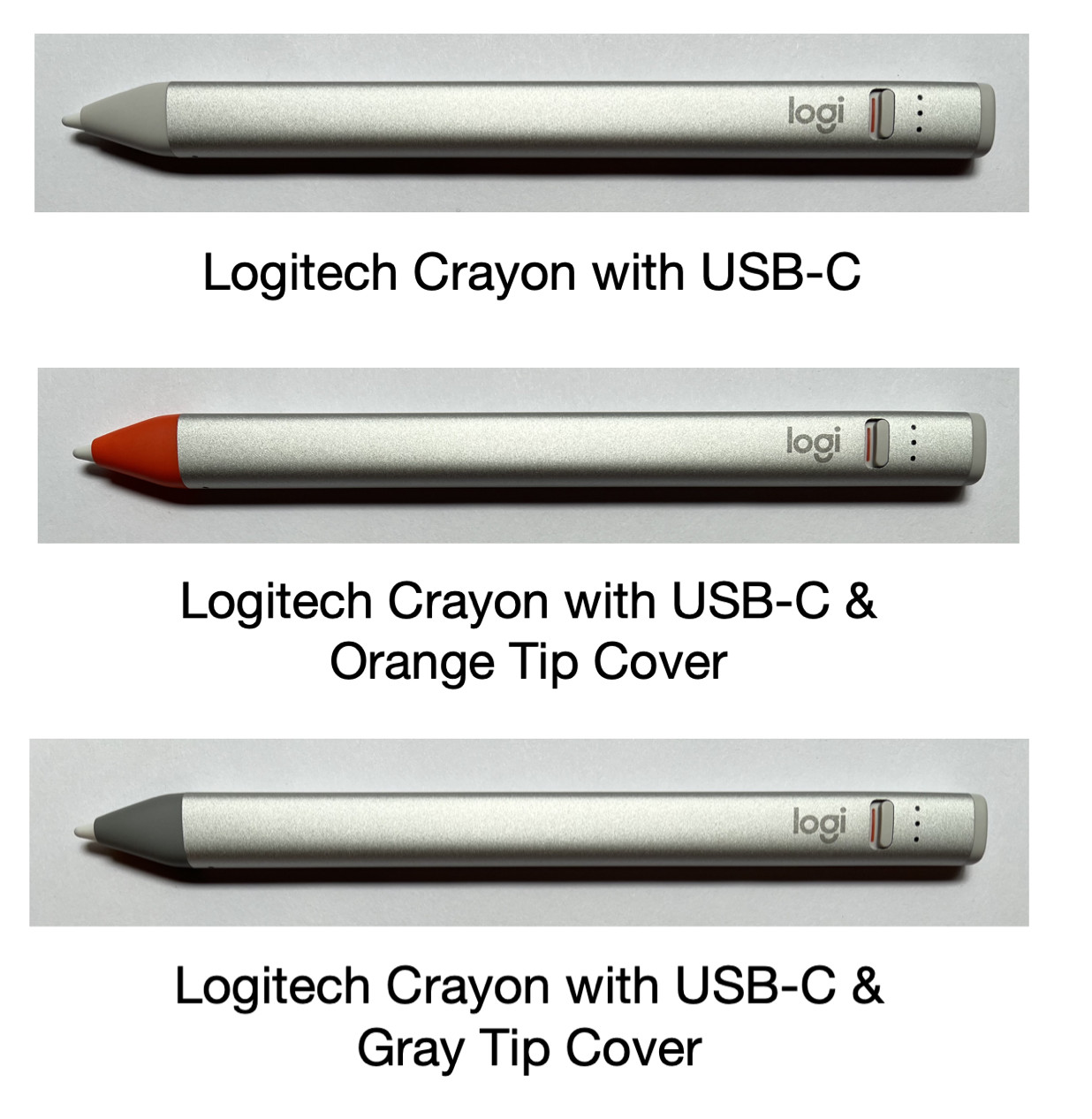 Logitech Crayon Parts: Tip, Tip Cover, Cap, Power Button Orange Gray Grey NEW