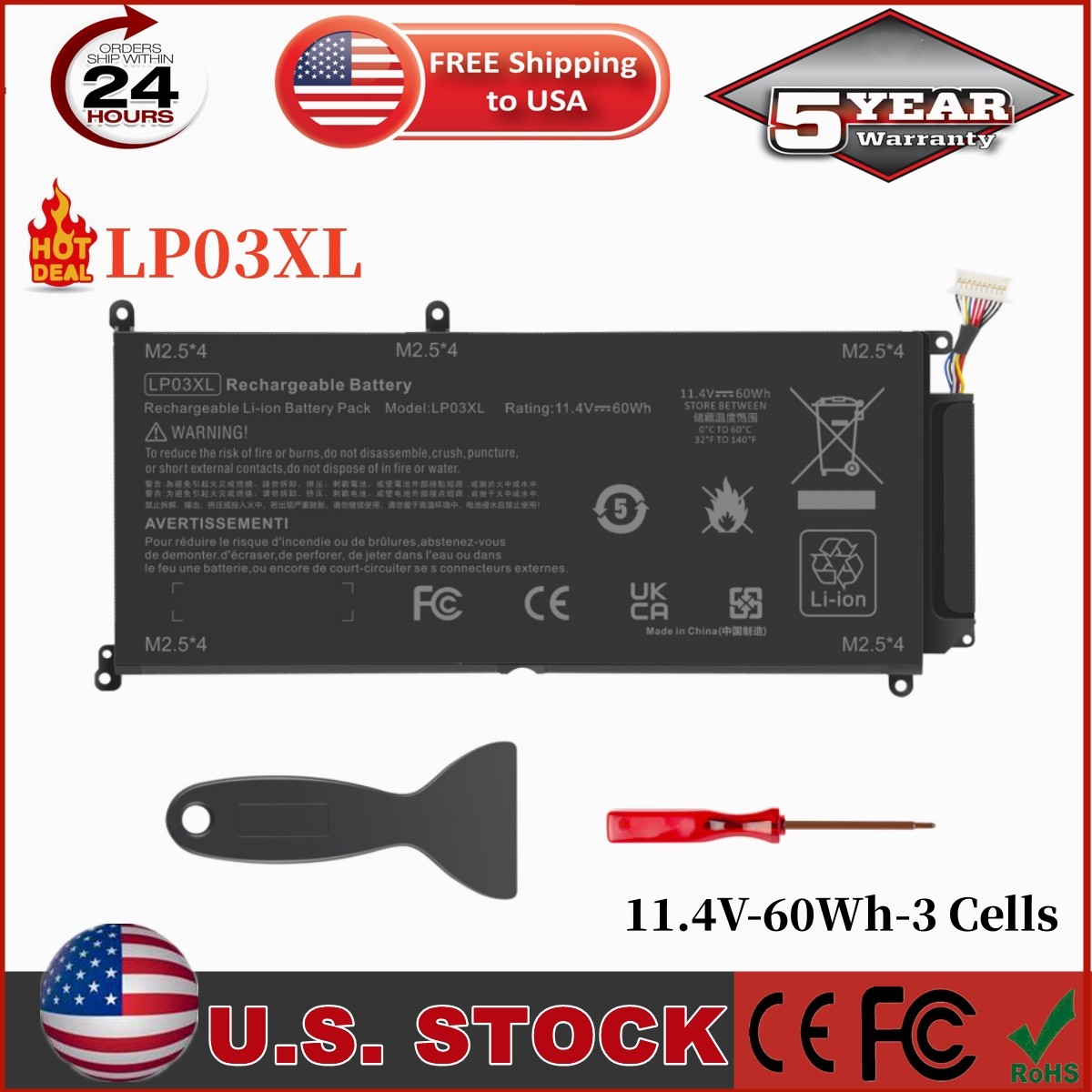 LP03XL Battery For HP Envy 7265NGW M6 14-j104TX 807417-005 TPN-C122 805094-005