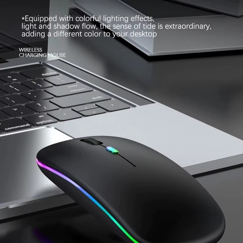 RGB Bluetooth Wireless Mouse Rechargeable Ergonomic USB for PC Laptop iPad