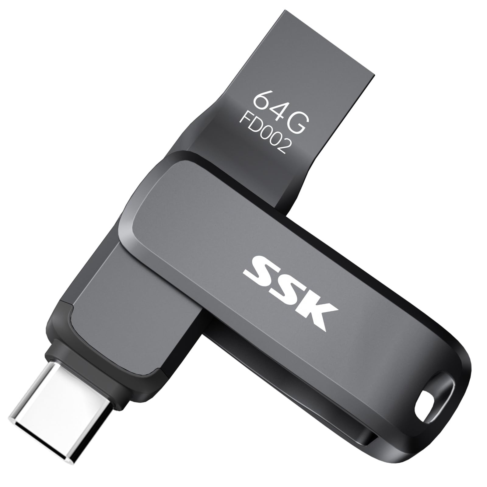 SSK USB 3.2 Flash Drive 64GB,Up to 200 MB/S Read Speed C 64GB, black