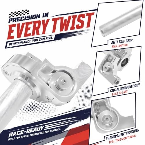 7/8″ 22mm CNC Quick Twist Throttle Kit – Universal Aluminum Type B Silver