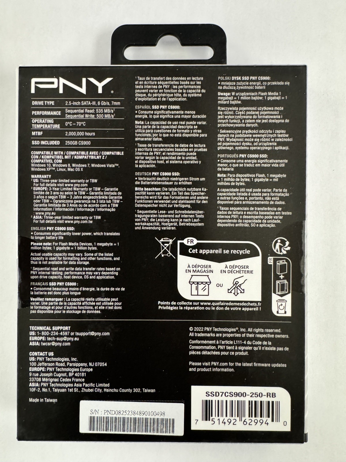 PNY CS900 250GB 2.5 Inch SATA III Internal Solid State Drive SSD -Sale