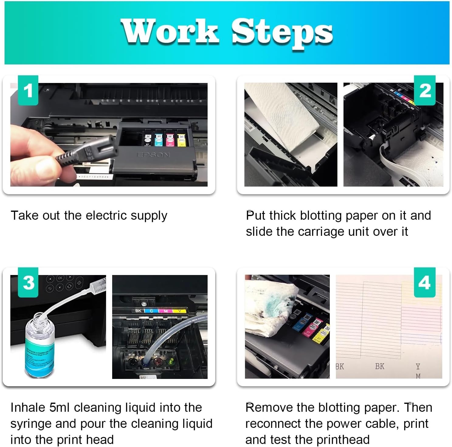 2 x 100ML Printhead Cleaning Kit for All Inkjet Printers – Efficient Maintenance
