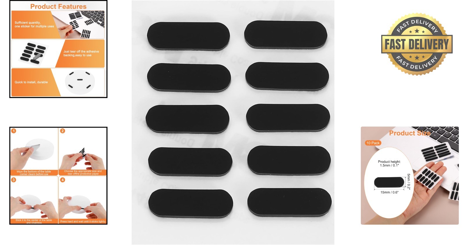 Versatile 10 Pack Rubber Feet – 0.6 Inch Anti-Skid Pads for Optimal Protection