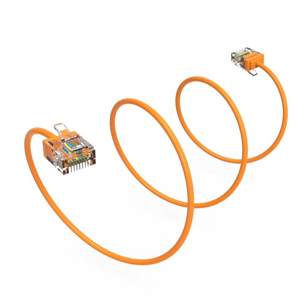 15 Pack of 6Ft CAT6A UTP Super-Slim Ethernet Network Cable 32AWG Orange
