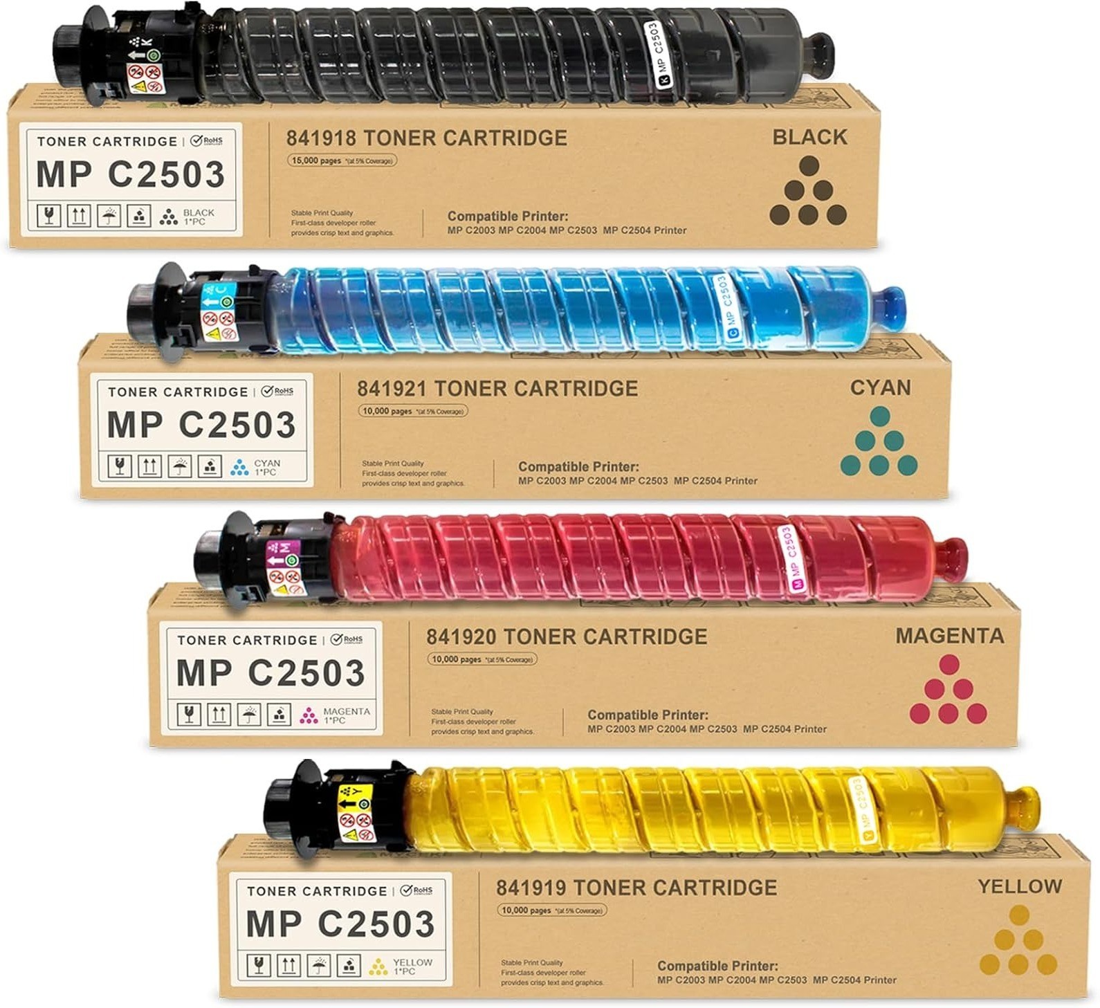 4 Pack Toner for Ricoh MP C2003 C2503 C2504 841918 841919 841920 841921 CMYK