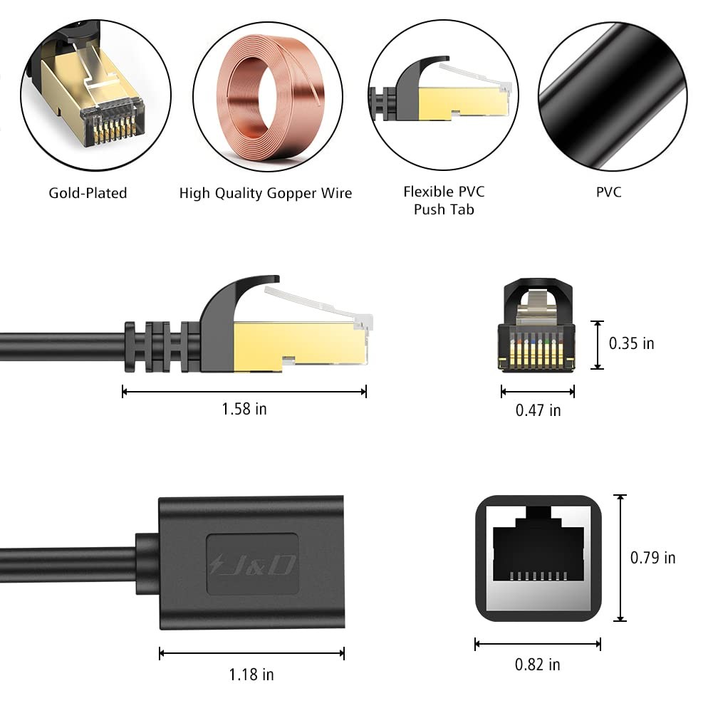 J&D Ethernet Extension Cable, Cat 6 Ethernet Extender Cable Adapter (6 Feet) …