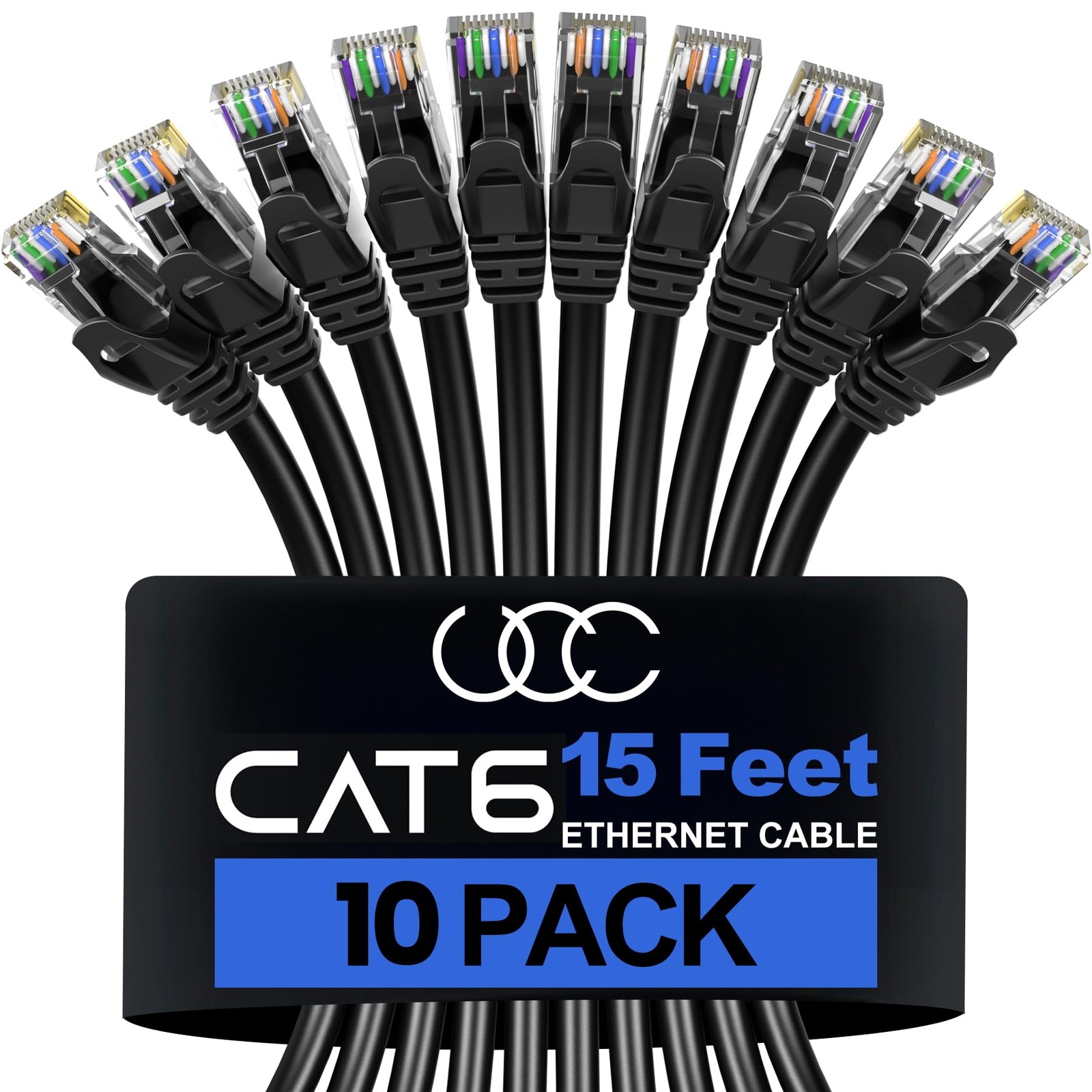 Ultra Clarity Cables Cat 6 Ethernet Cable 15 Feet 10 Pack, Cat6 Patch Cable, …