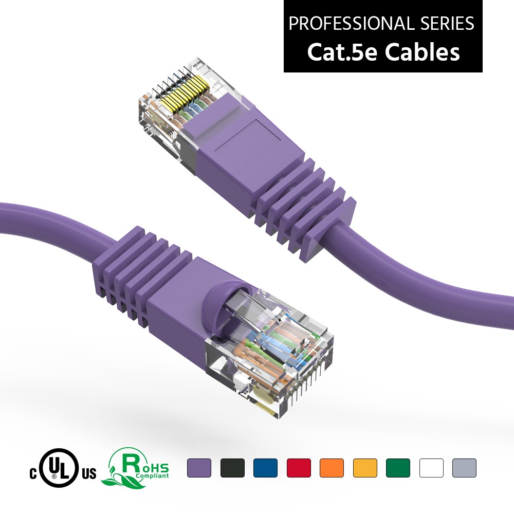 15 Pack of 8Ft CAT5E UTP Ethernet Network Booted Cable Purple