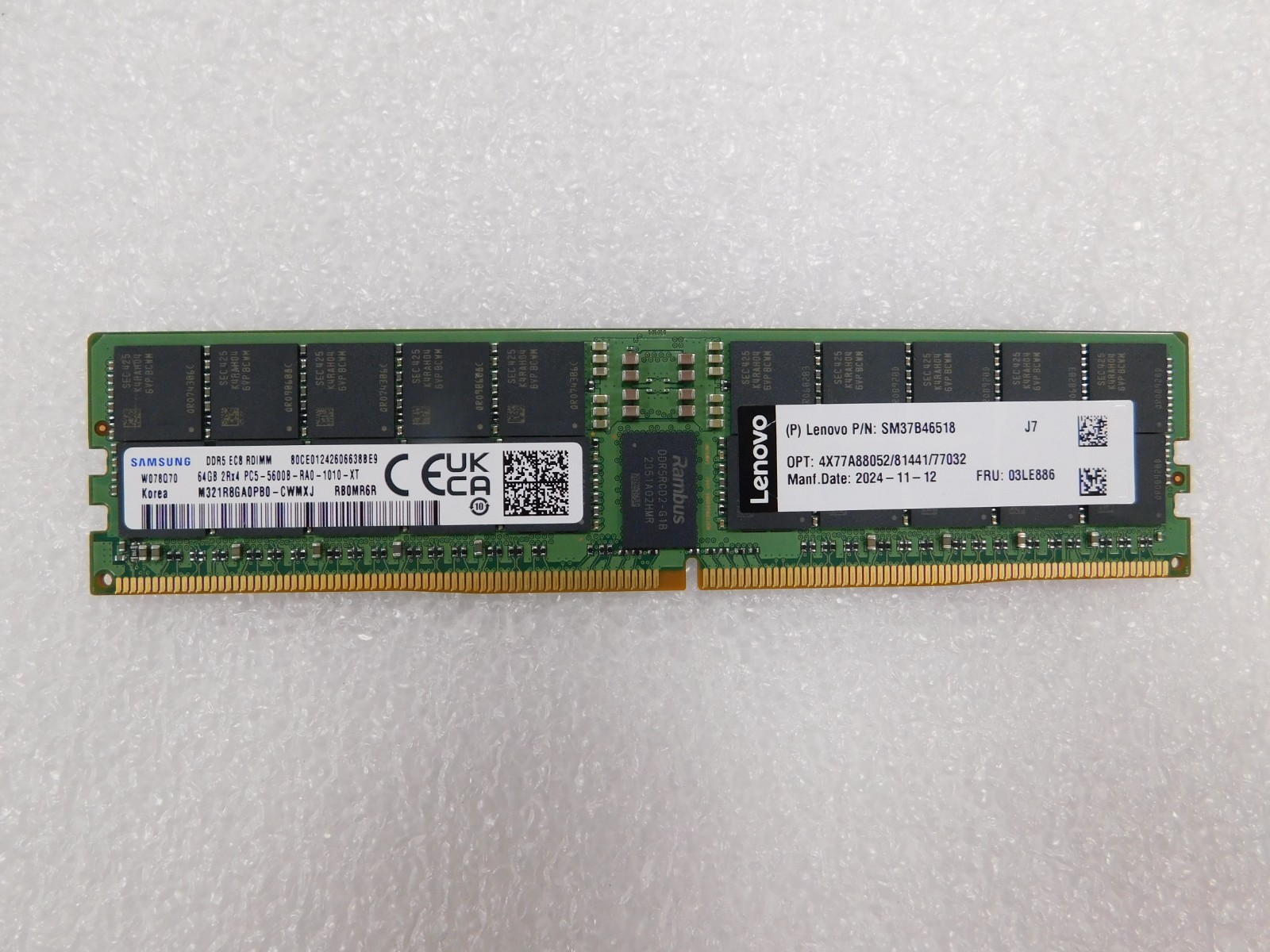 4X77A88052 LEN-LENOVO ThinkSystem 64GB TruDDR5 5600MHz (2Rx4) RDIMM