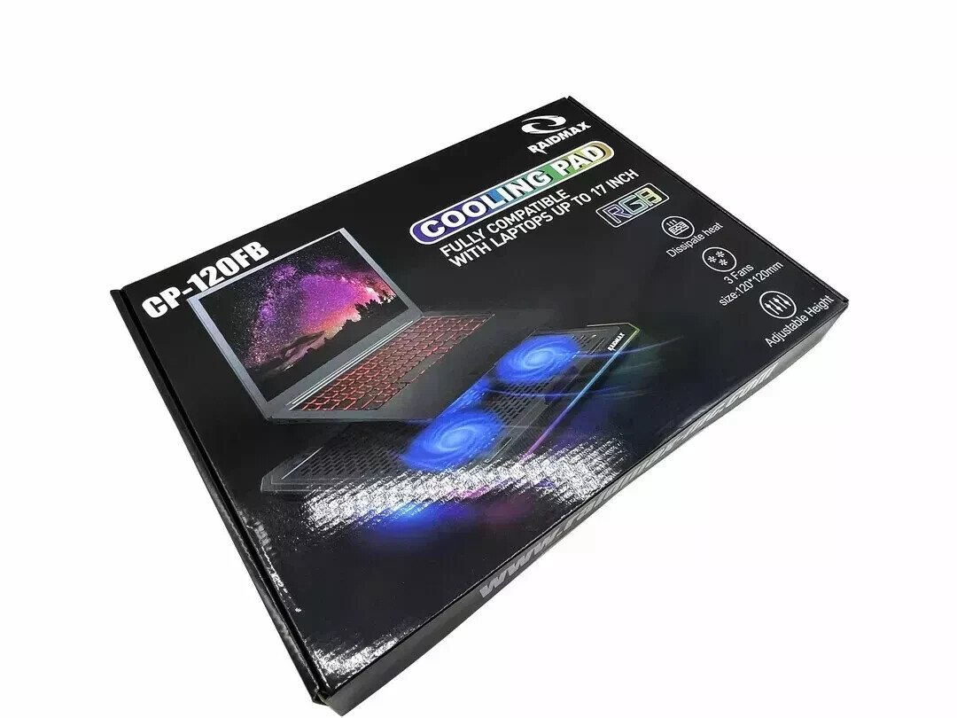 Cooling FAN Pad for 15.6-17 Inch Laptops with 3 Fans RGB Lighting PC, Mac