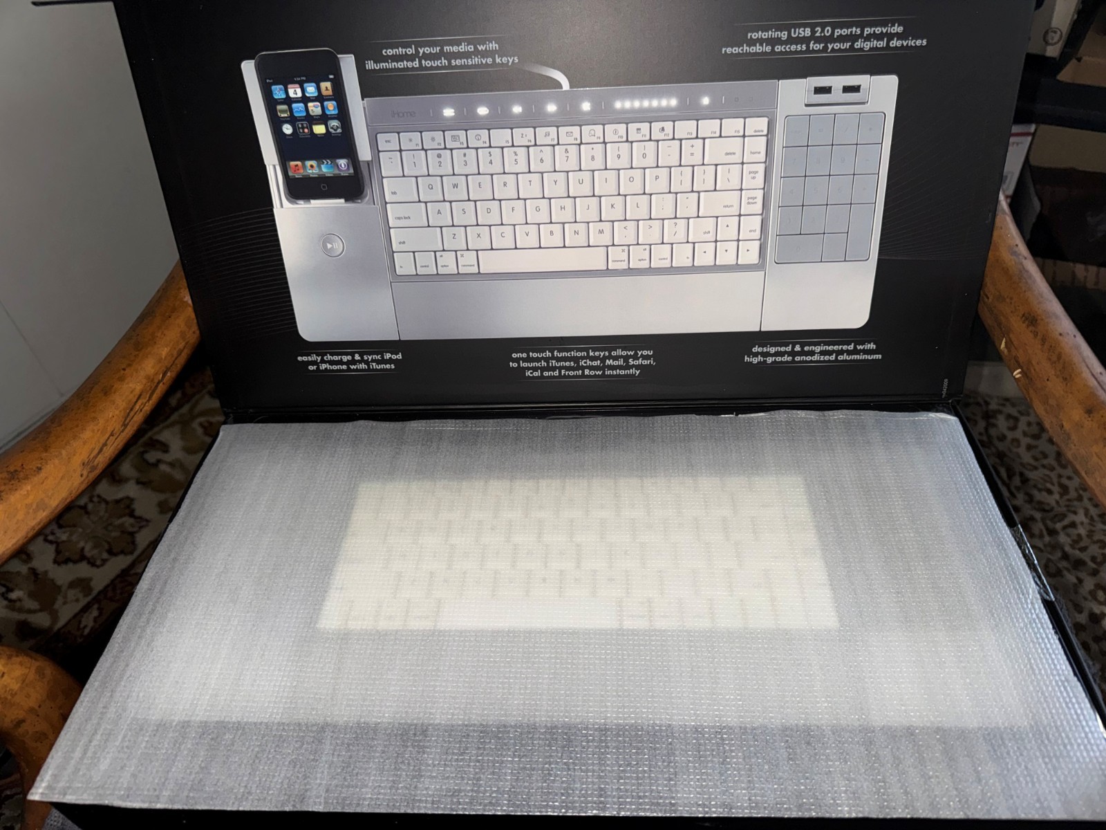 iHome iConnect Media Keyboard Mac iPod iPhone Dock Aluminum usb not pc Bluetooth