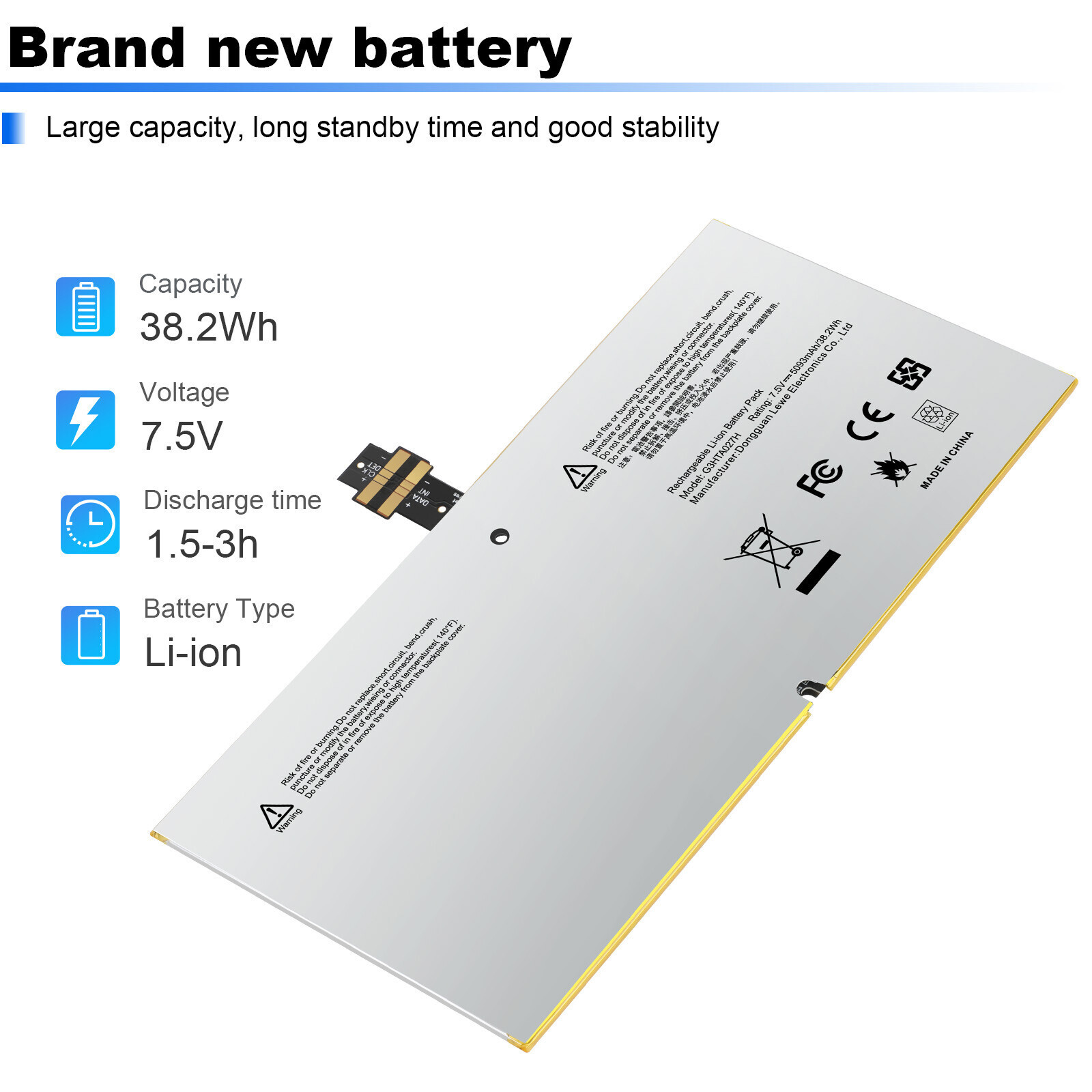New Replacement Battery DYNR01 For Microsoft Surface Pro 4 1724 12.3″ Tablet